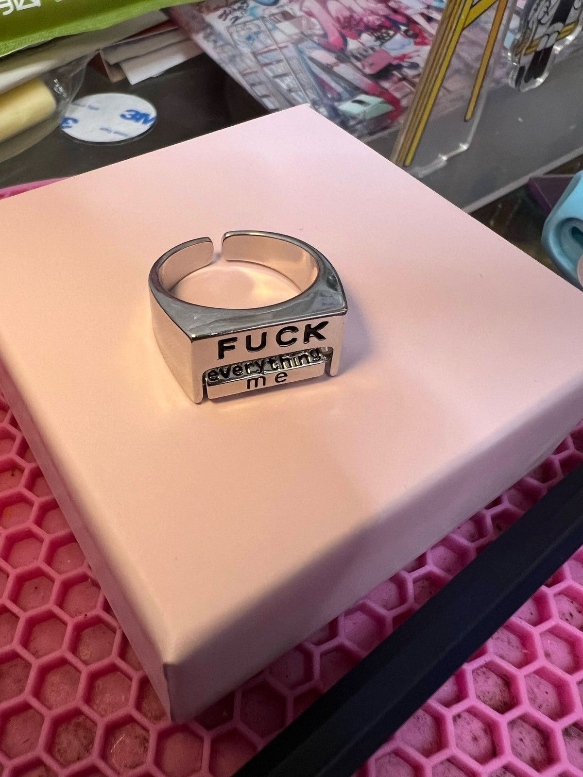 Other Silver ring with a roll of random text to heal your emotion Size ONE SIZE - 3 Thumbnail