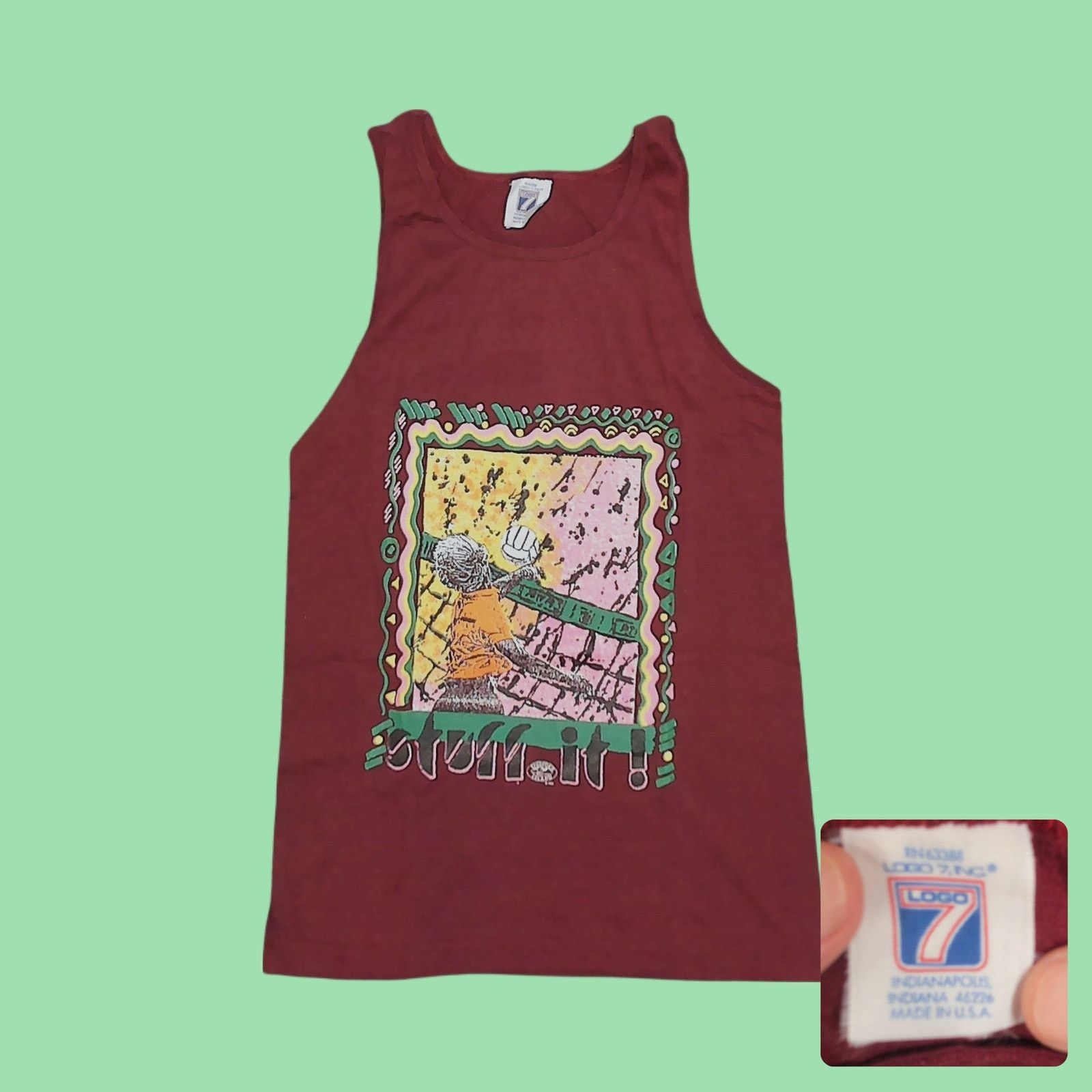 Vintage Logo 7 VTG 1982 Single Stitch Stuff It Volleyball Tank XS Size XL / US 12-14 / IT 48-50 - 1 Thumbnail