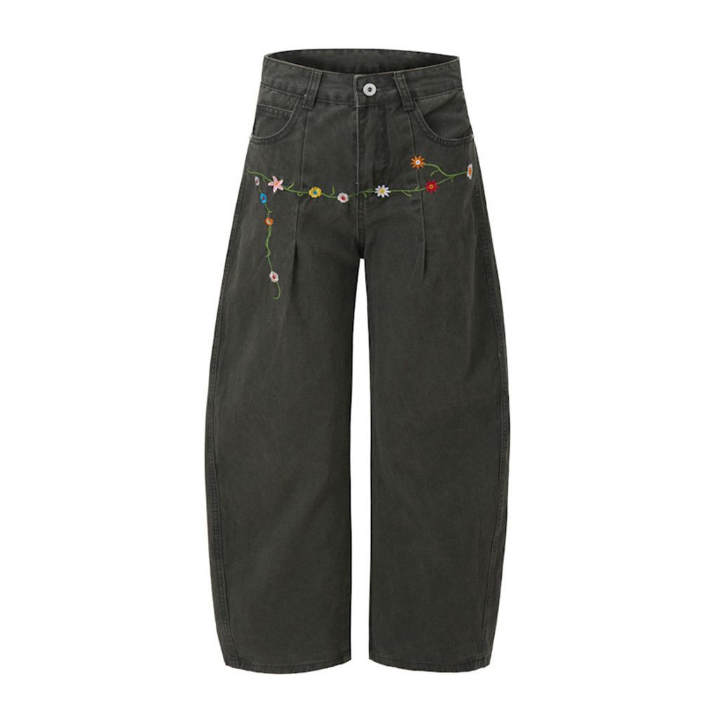 Vintage Men's floral embroidered retro washed distressed trousers Size US 32 / EU 48 - 4 Thumbnail