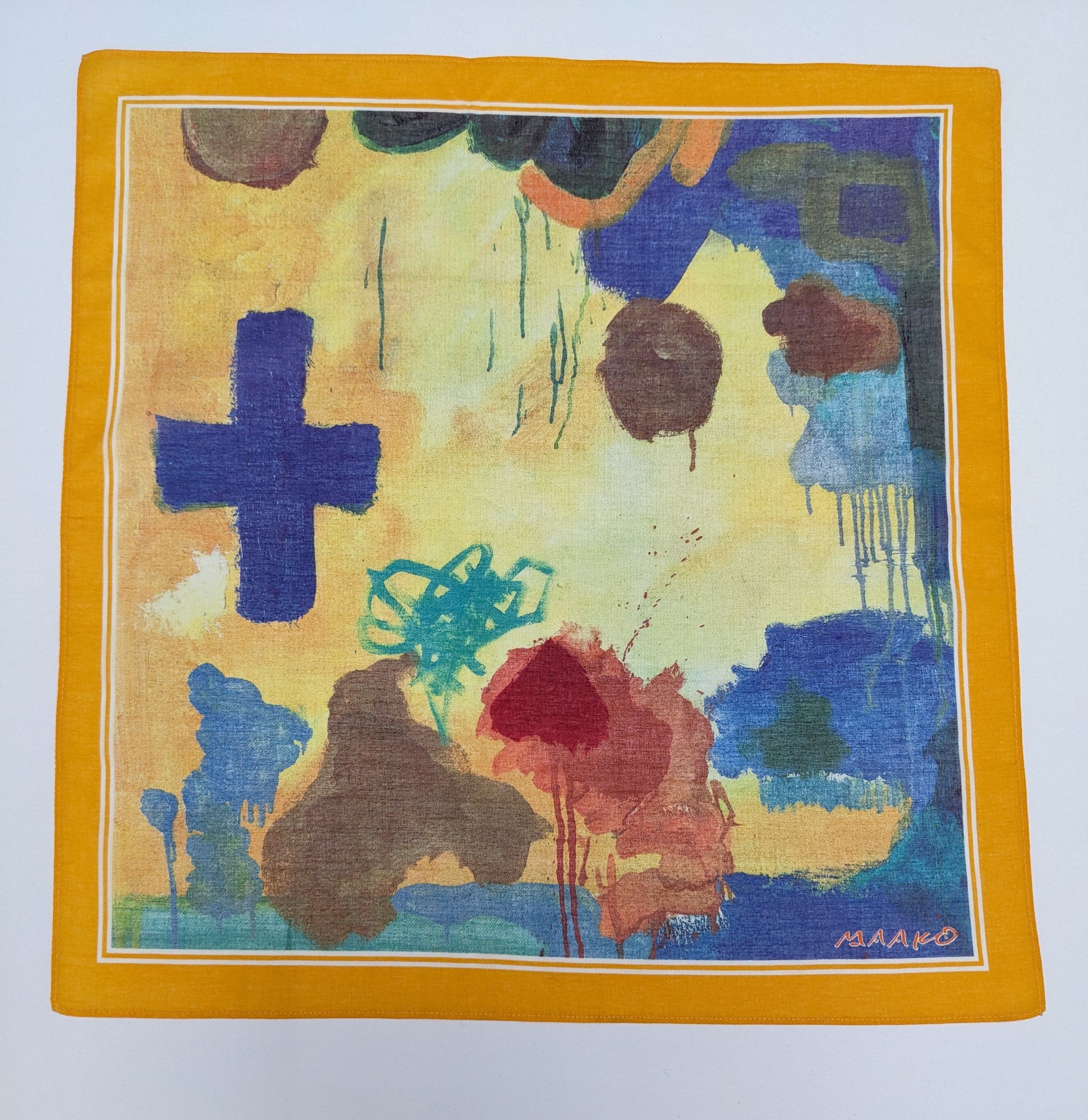 Japanese Brand VINTAGE MAAKO DESIGNER ABSTRACT ART HANDKERCHIEF Size ONE SIZE - 3 Thumbnail