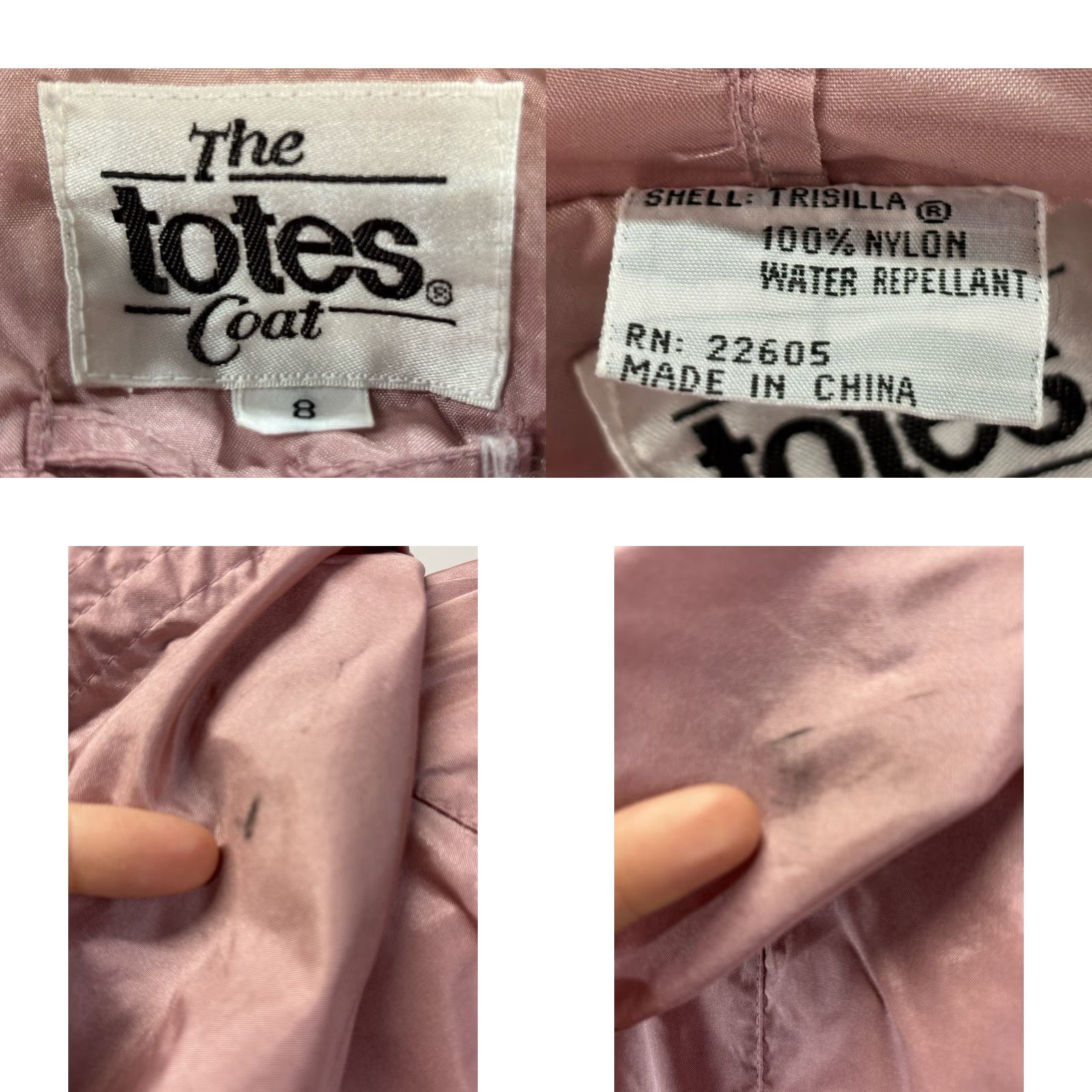 Vintage VINTAGE Totes Coat Trench Nylon Rain Women’s Sz 8 Pink Lightweight Long Sleeve Button Long Size M / US 6-8 / IT 42-44 - 8 Thumbnail