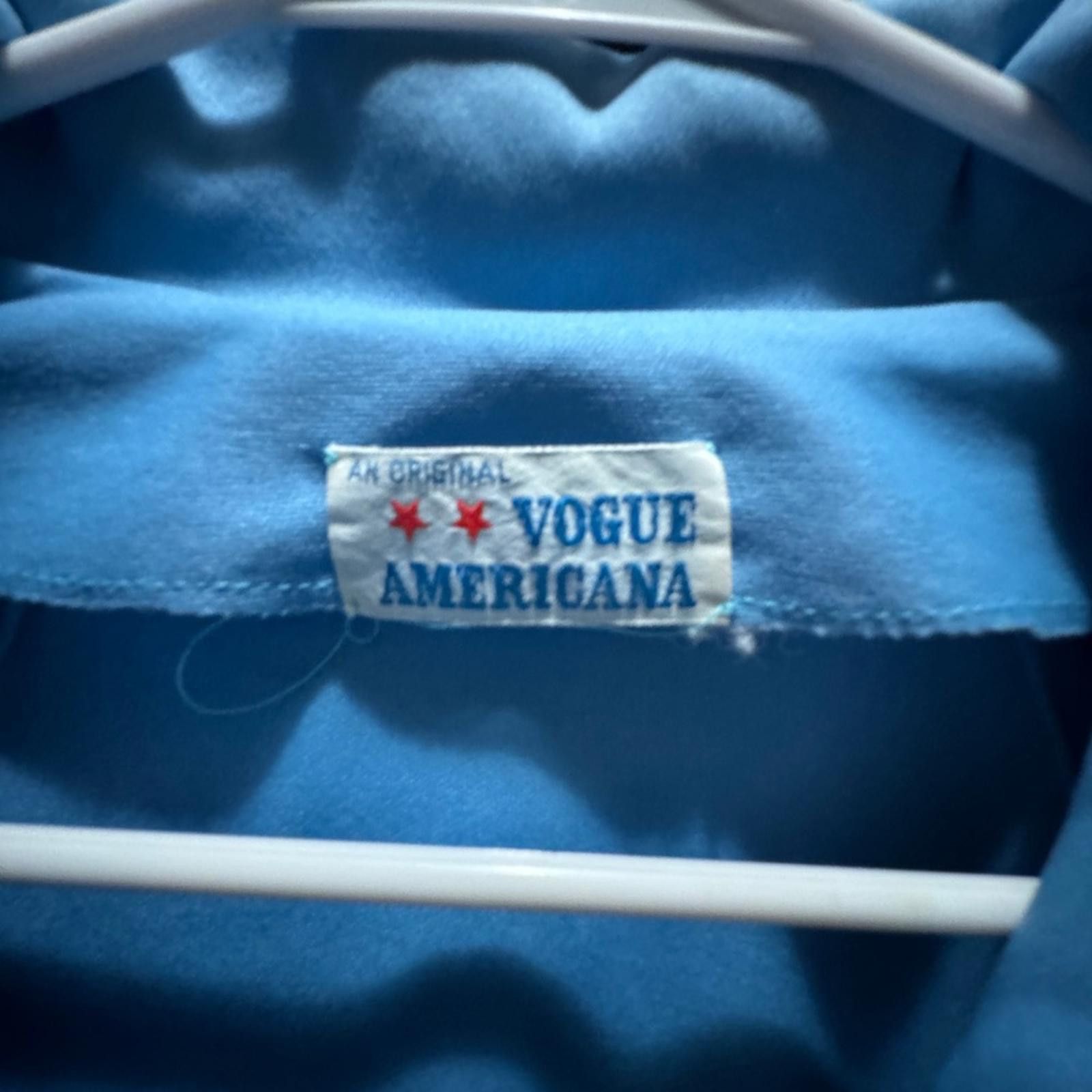 VTG 1970s Vogue Americana Blue Plus Size Dress Dagger Collar