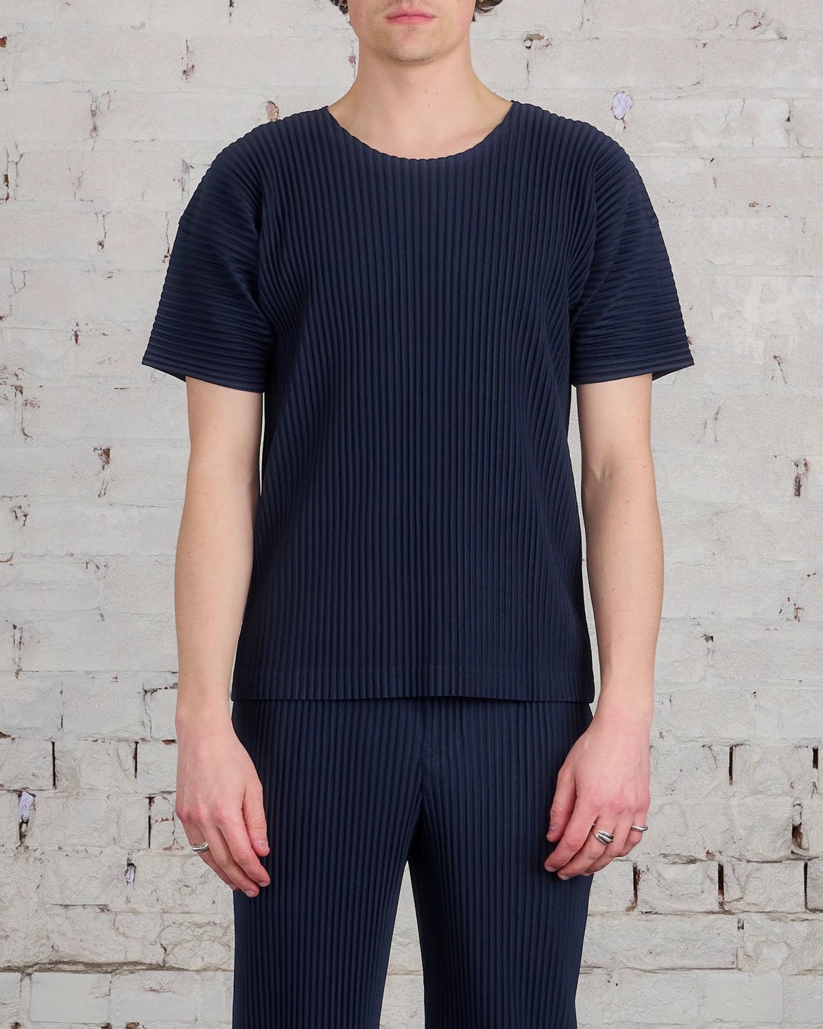 Homme Plisse Issey Miyake Classic Short-sleeved Navy Shirt Size US S / EU 44-46 / 1 - 2 Thumbnail