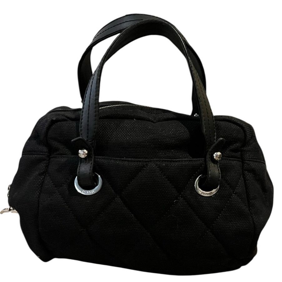 Chanel Chanel Biarritz Black Quilted Canvas Bowler Bag Size ONE SIZE - 5 Thumbnail
