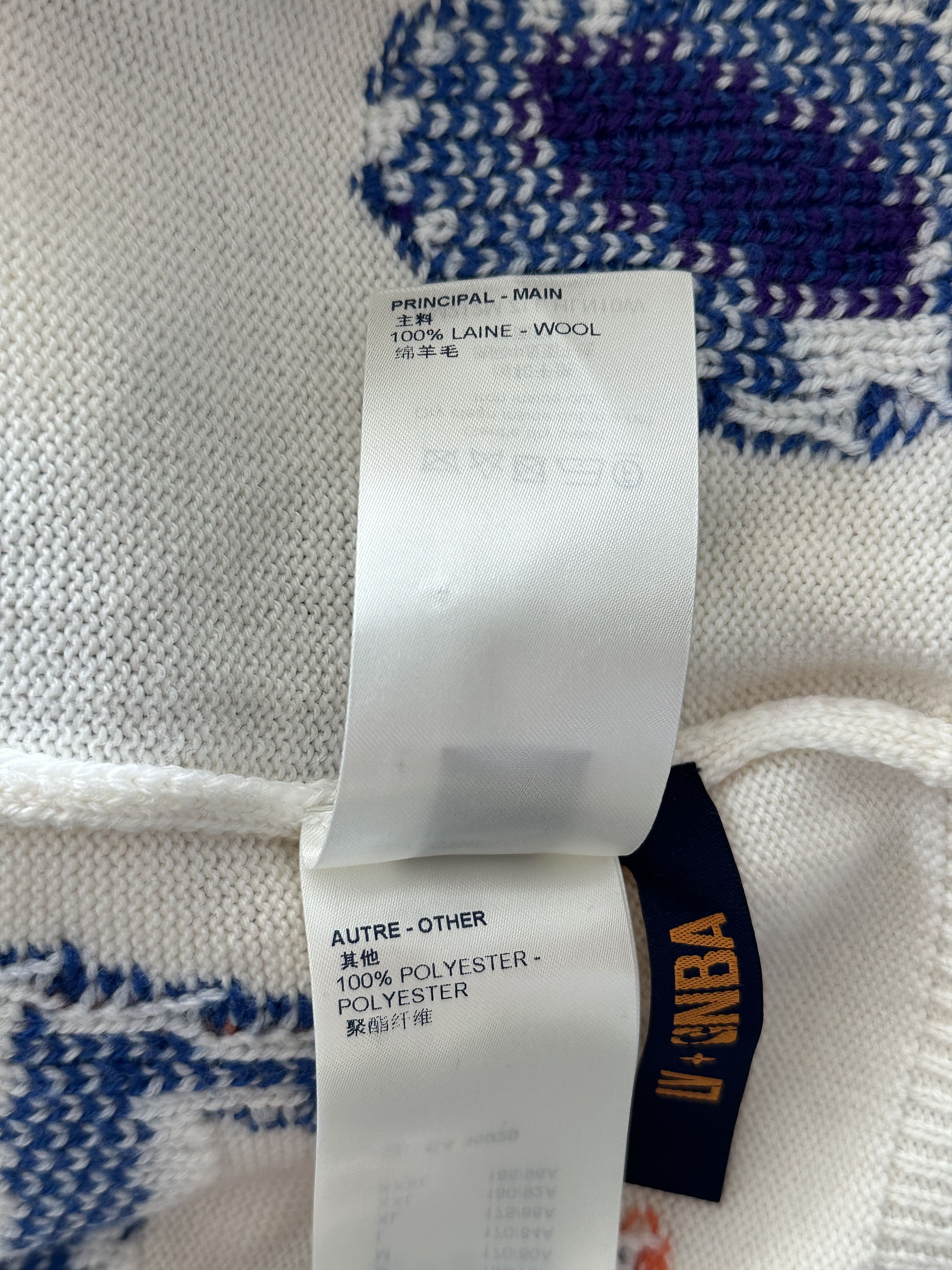 Louis Vuitton Louis Vuitton NBA White Multicolor Letter Wool Sweater Size US XL / EU 56 / 4 - 5 Thumbnail