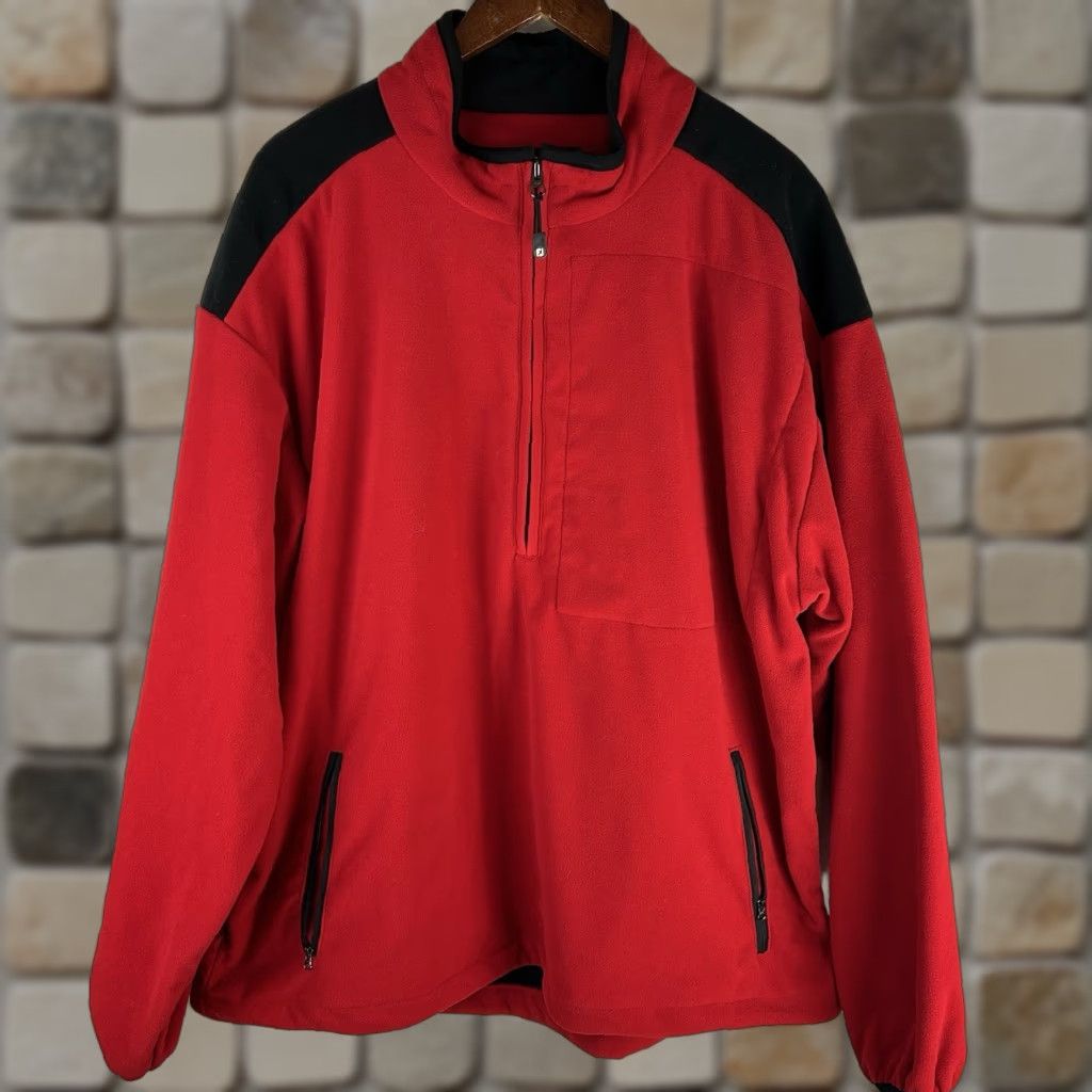 Footjoy FootJoy Dryjoys Jacket XL 1/2 Zip Pullover Fleece Long Sleeve Red Mens Size US XL / EU 56 / 4 - 1 Thumbnail