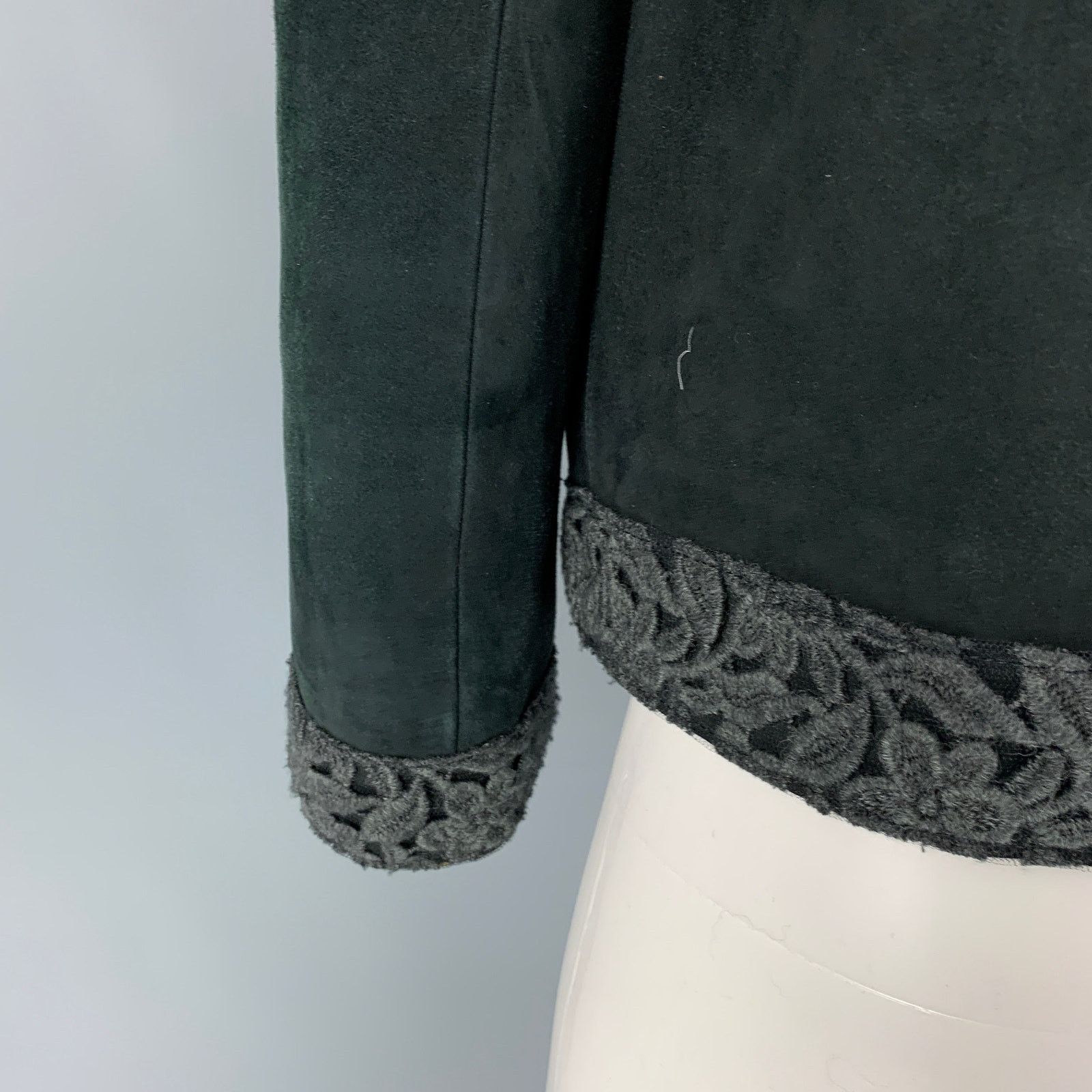 Dolce & Gabbana DOLCE & GABBANA 8 Dark Green Suede Mixed Patterns Jacket Size M / US 6-8 / IT 42-44 - 4 Thumbnail
