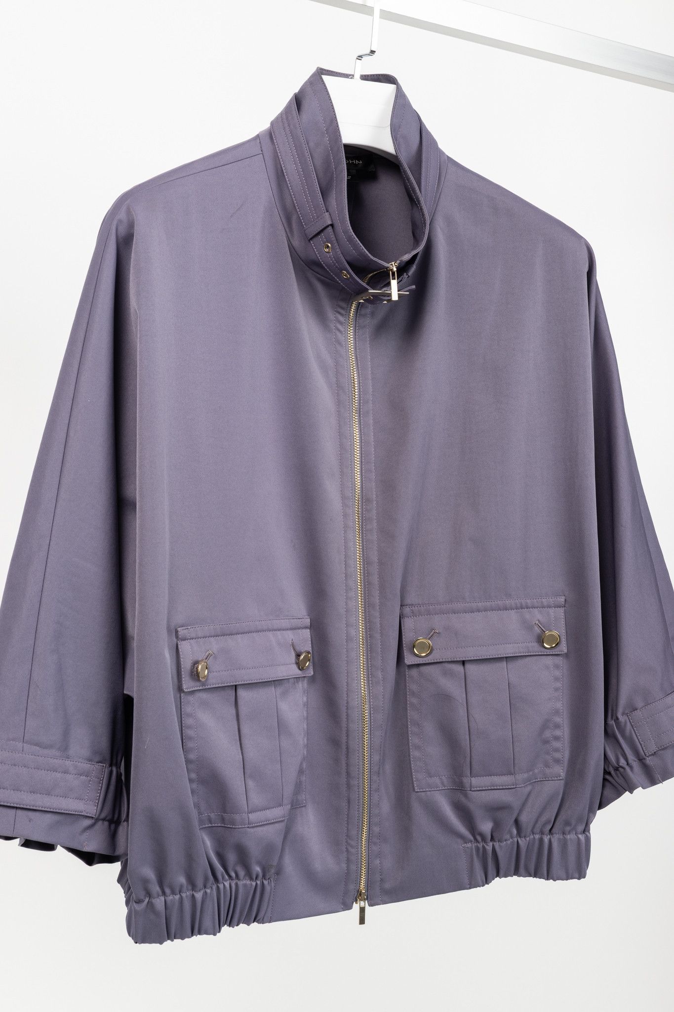 St. John St. John PF/12 Purple Mock-Neck Blouson Jacket Size L / US 10 / IT 46 - 3 Thumbnail