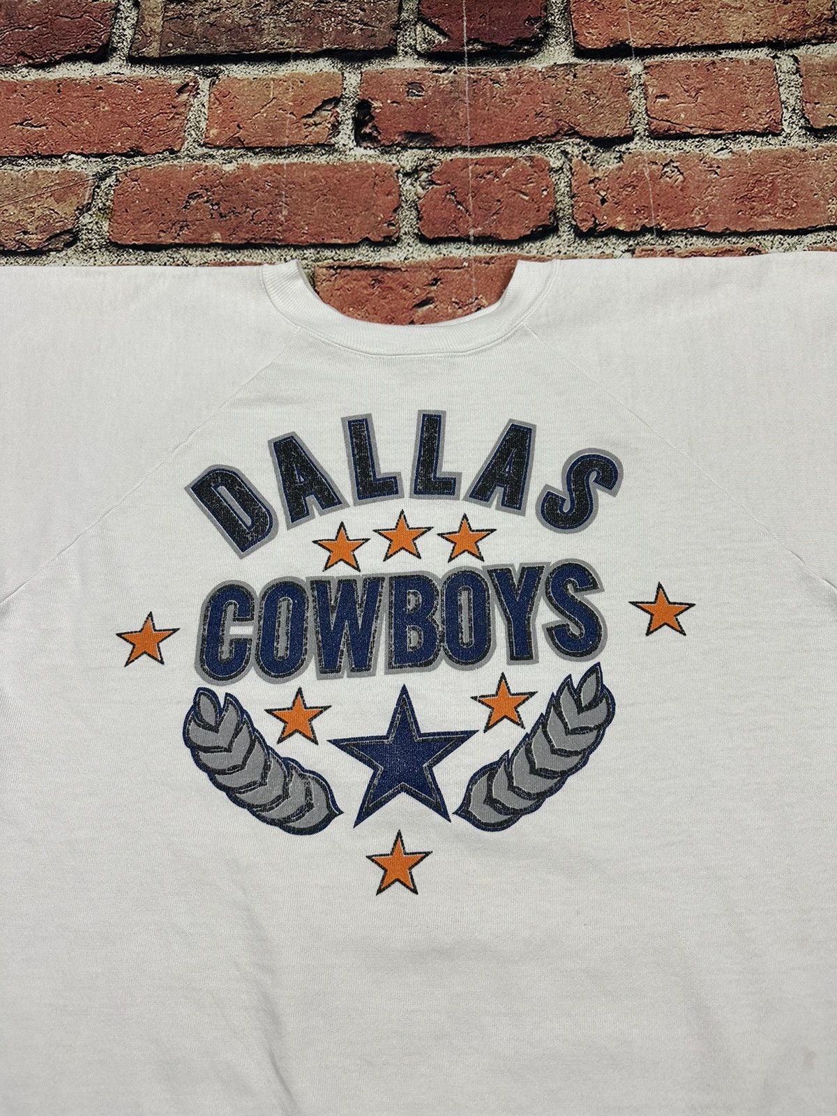 Logo 7 Vintage Dallas Cowboys Sweatshirt NFL Raglan 80s 90s Cut Off Size US XL / EU 56 / 4 - 3 Thumbnail
