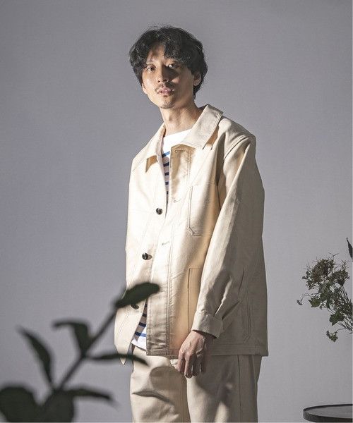 Japanese Brand Ets Matériaux French Moleskin Ivory Chore coat work jacket Size US L / EU 52-54 / 3 - 11 Thumbnail