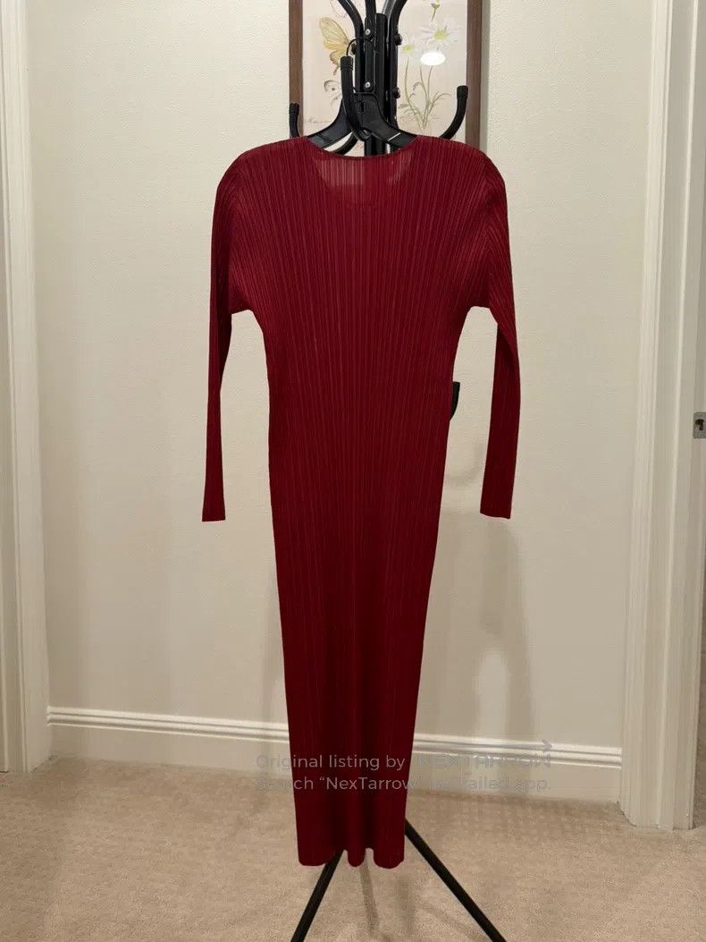 Issey Miyake Issey Miyake Burgundy Dress Size L / US 10 / IT 46 - 3 Thumbnail