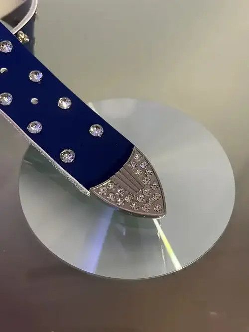 Briselblack Y2K Rhinestone Skull Belt (blue) Size 32 - 2 Thumbnail