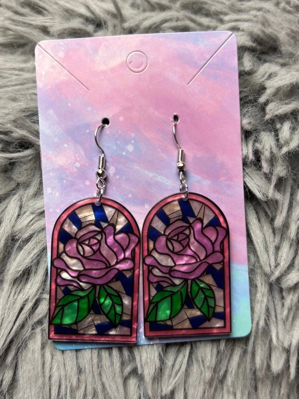 Handmade Handmade earrings stained glass rose Size ONE SIZE - 1 Preview