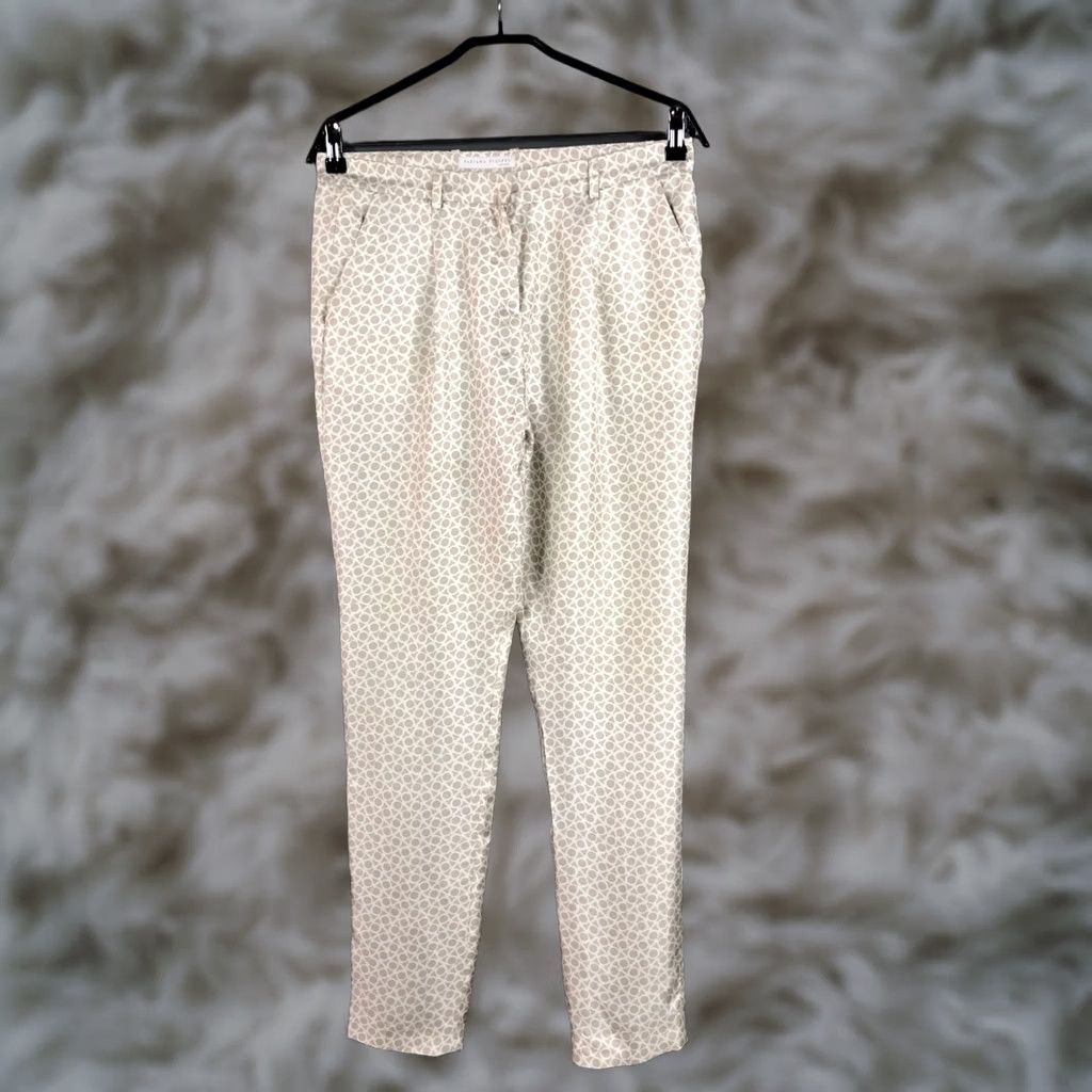 Fabiana Filippi Fabiana Filippi Women Silk Pants White Printed Size S Size 28" / US 6 / IT 42 - 1 Thumbnail