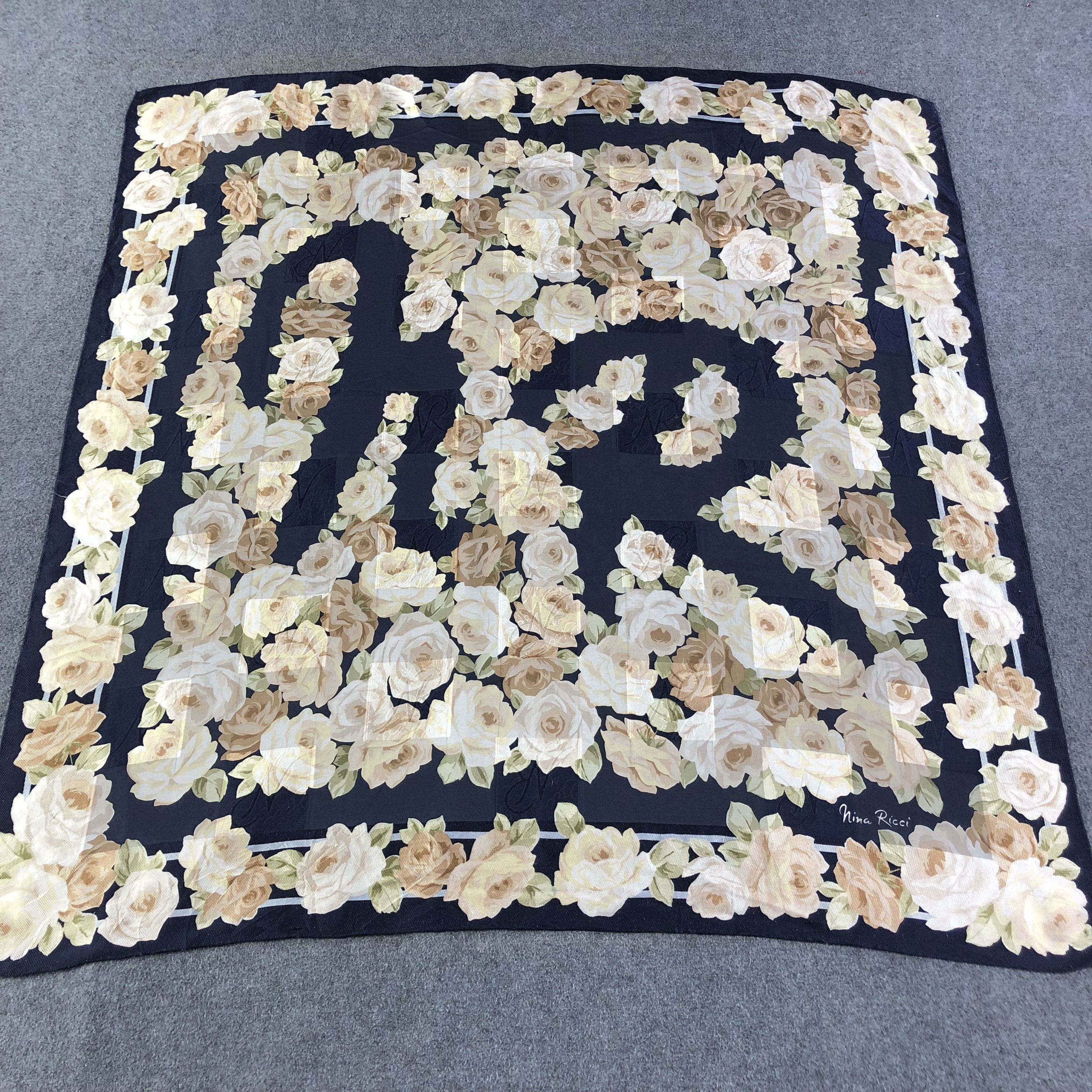 Nina Ricci Vintage Nina Ricci Floral Silk Scarf M827 Size ONE SIZE - 1 Thumbnail