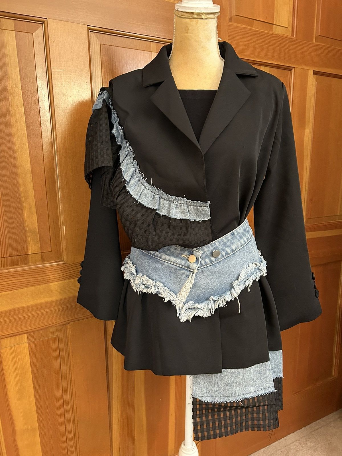 Designer × Other NWT, Lavishly Paris Women’s Designer Denim Patchwork Blazer. Size M / US 6-8 / IT 42-44 - 10 Thumbnail