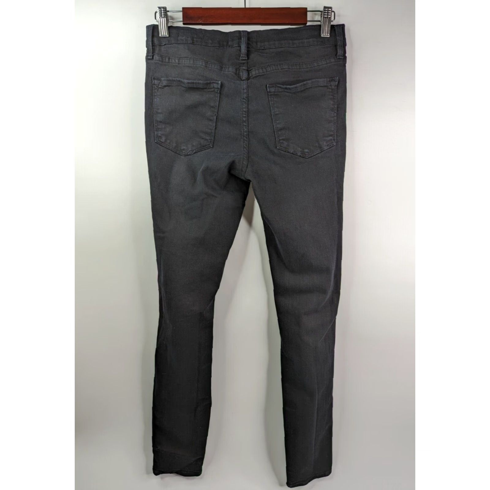 Frame **FRAME Le Skinny De Jeanne Designer Women's Black Skinny Jeans** User: **Film Noir Ripped Black Skinny Jeans - FRAME Le Skinny De Jeanne** Size 29" - 5 Thumbnail