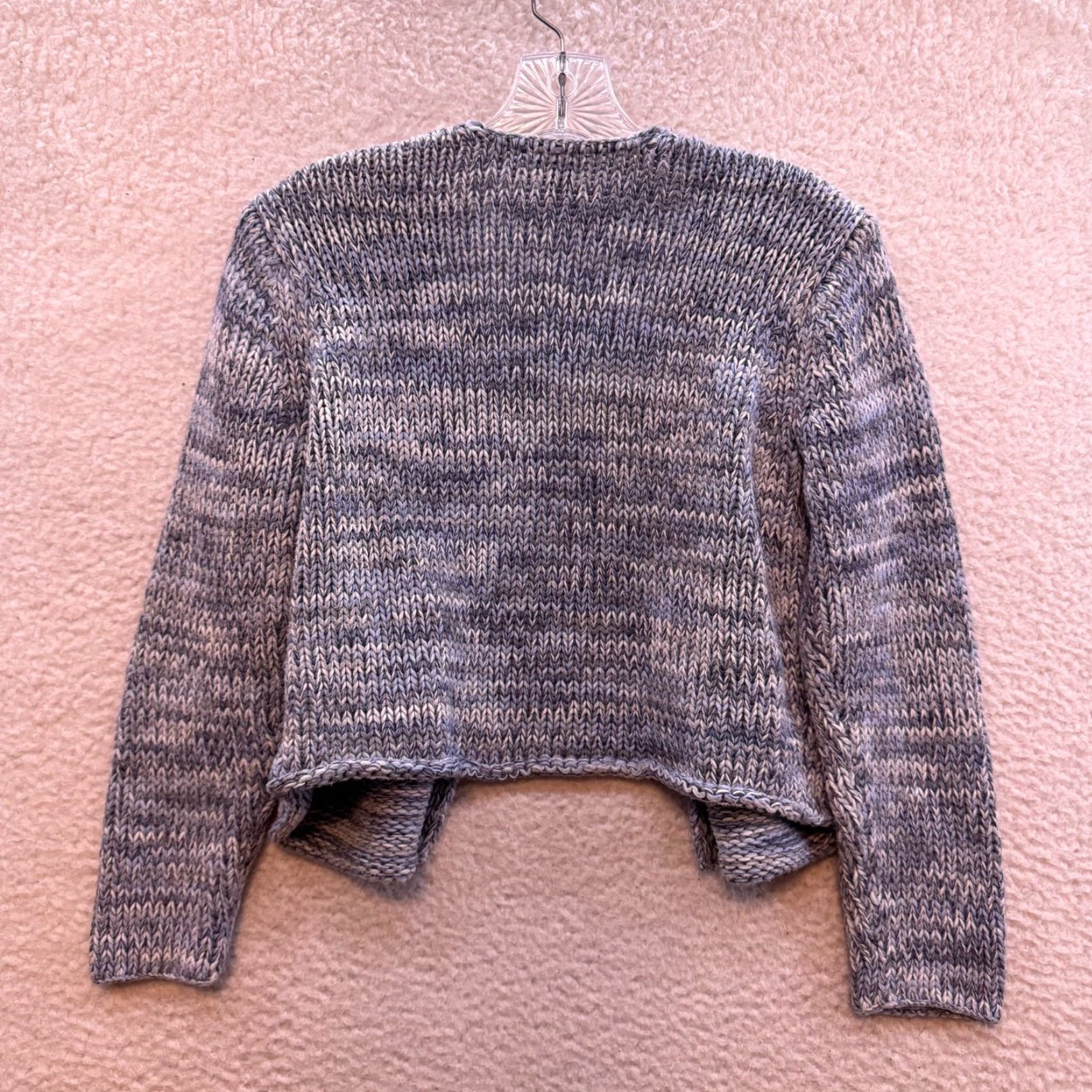 J. Jill J Jill Cardigan Sweater M Grey Blue Chunky Knit Striped Open Front Women Size M / US 6-8 / IT 42-44 - 2 Thumbnail