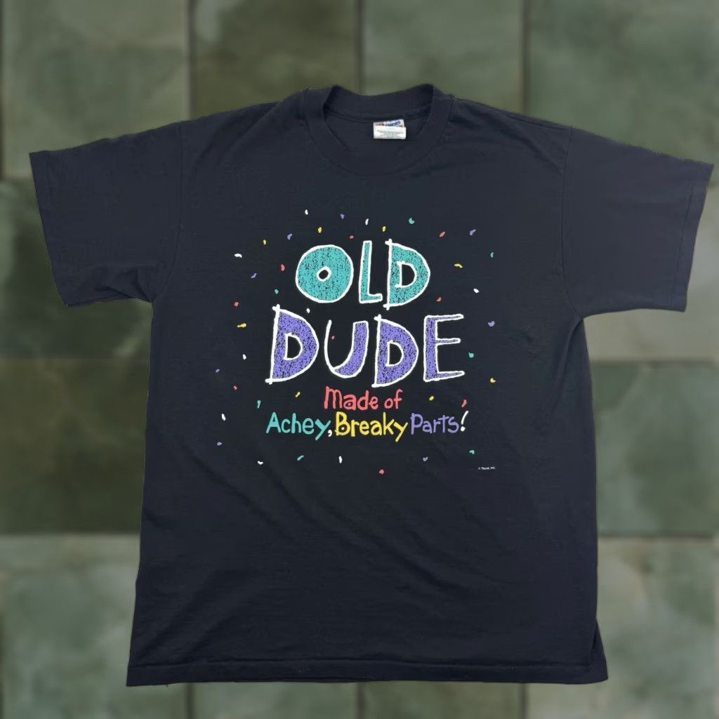 Hanes VINTAGE Hanes Funny T-Shirt Adult Large Black Achey Breaky Parts 90s Mens Size US L / EU 52-54 / 3 - 1 Thumbnail