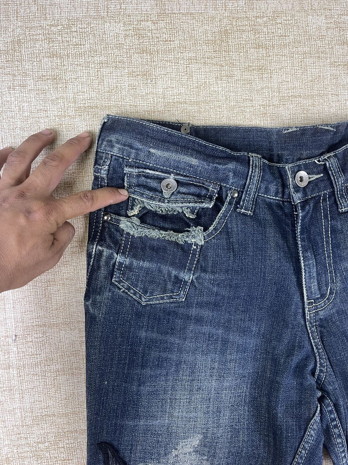 semanticdesign VINTAGE SEMANTIC DESIGN Punk Style Flared Patch Denim Pants Size US 34 / EU 50 - 11 Thumbnail