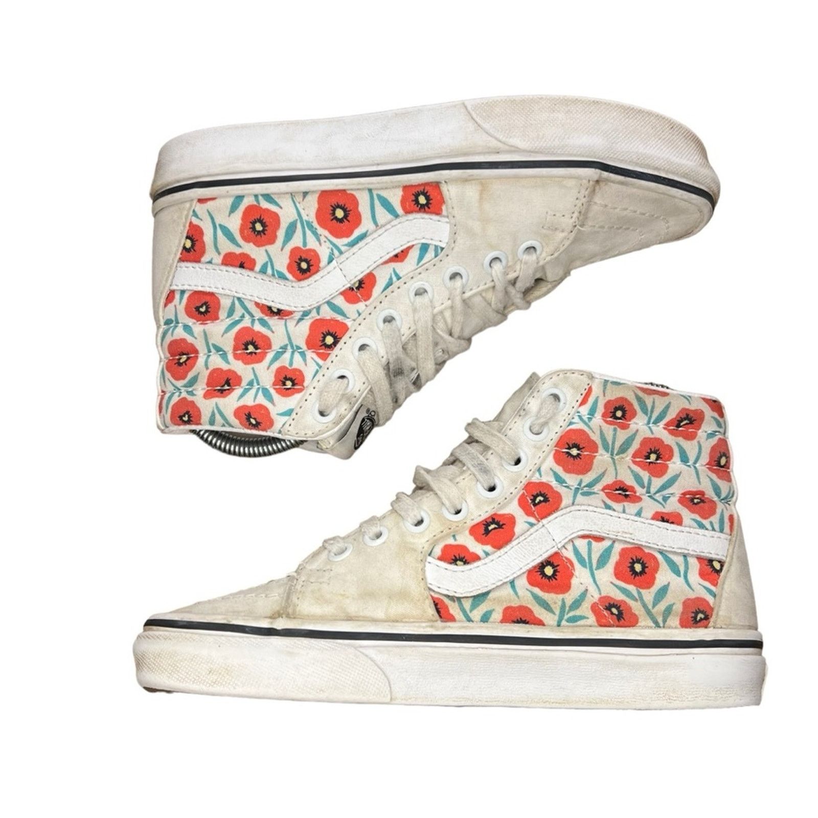 Vans Vans Sk8-Hi Womens Sneakers Size 5 White Red Teal Floral Size US 5 / IT 35 - 3 Thumbnail