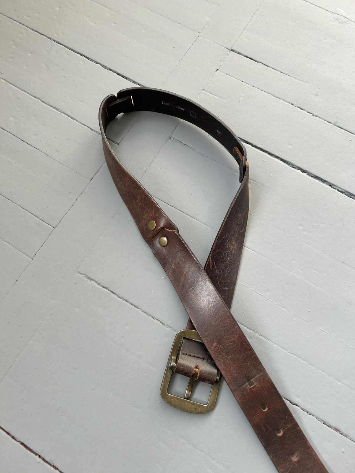 Leather Leather belt vintage Size ONE SIZE - 4 Thumbnail