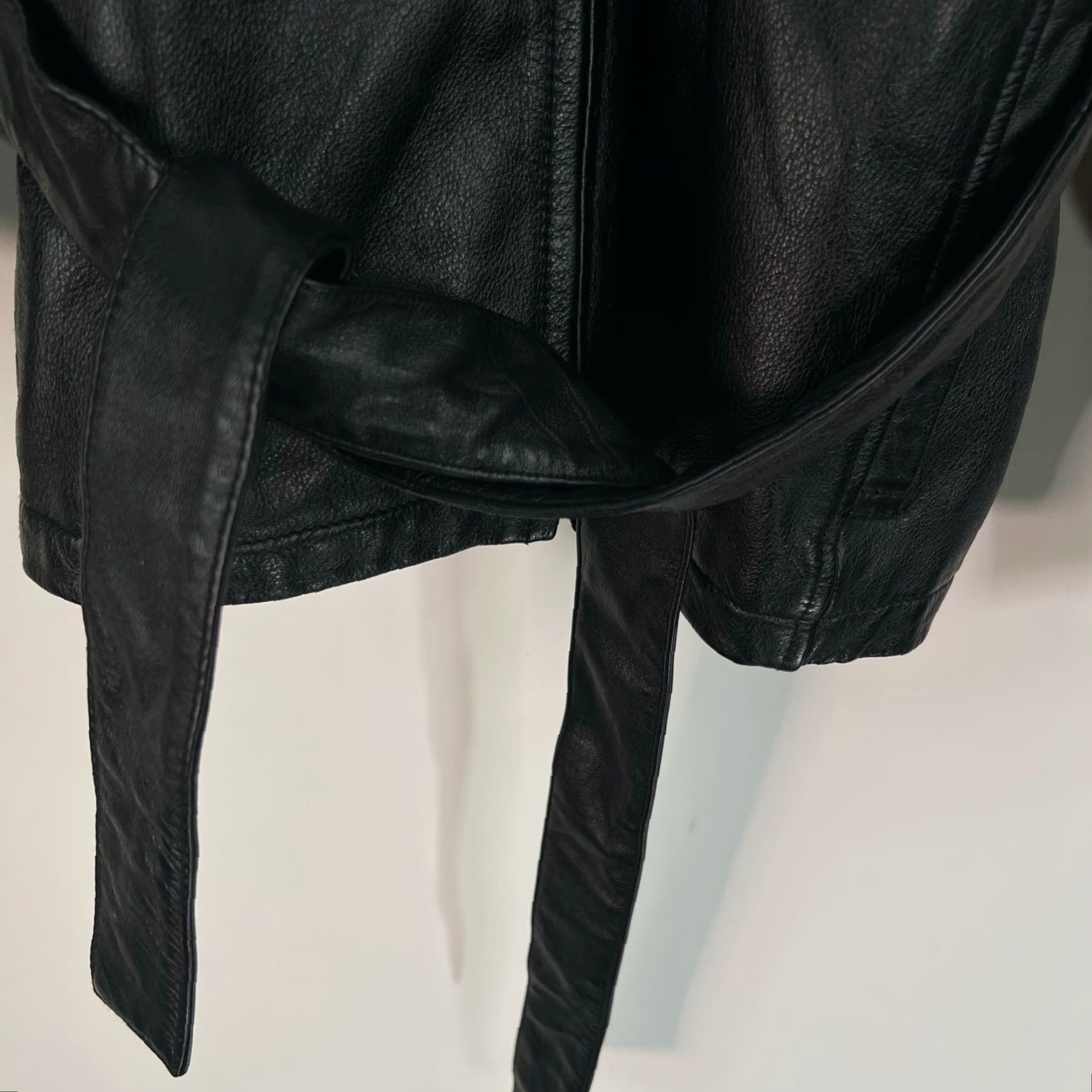 Vintage Wilsons Leather Black Coat Mid-Length Tie Belt Women's Size Large L Satin Jacket Size L / US 10 / IT 46 - 3 Thumbnail