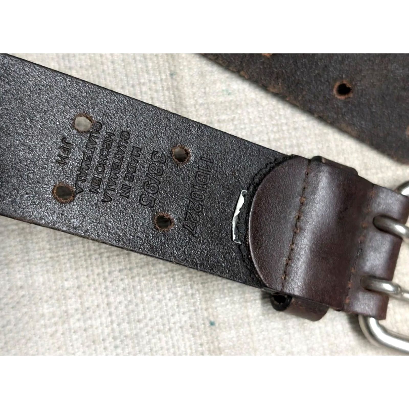 Dickies VINTAGE Dickies leather belt 38 brown cowhide full grain skate 1990s Mens 38" long 1-1/2" wide Size 38 - 4 Thumbnail