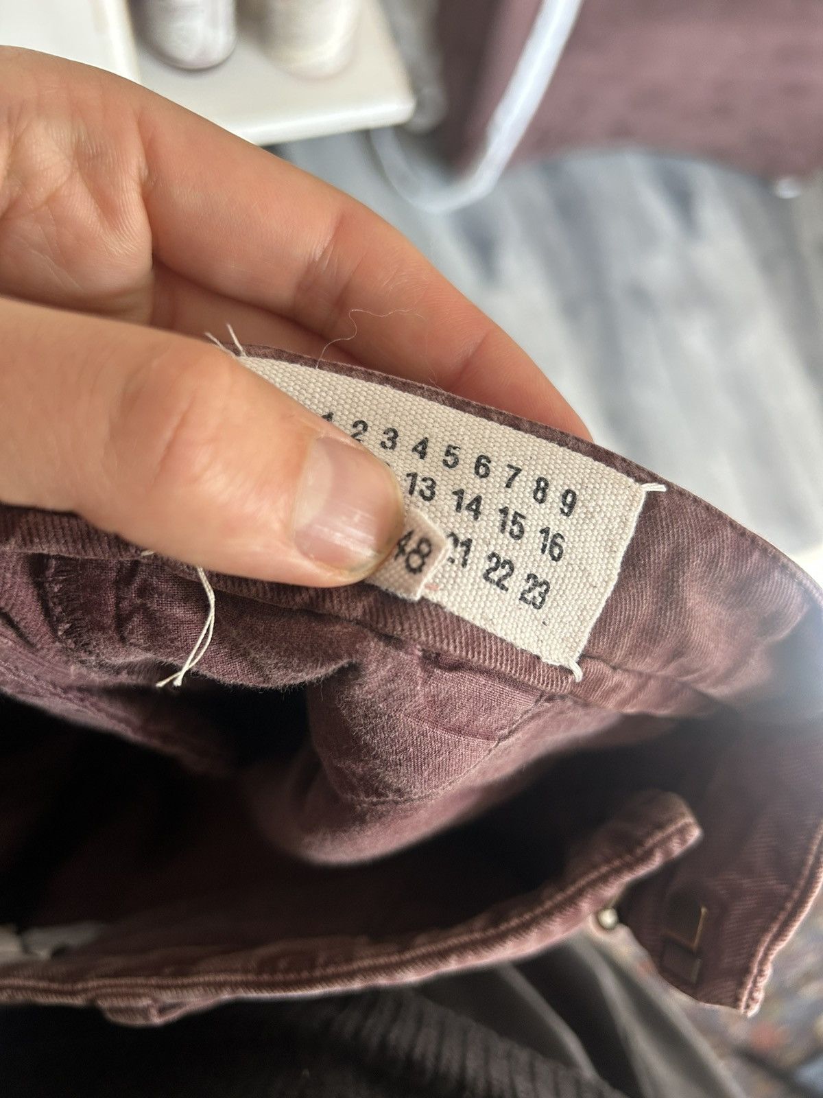 Maison Margiela Burgundy Cotton-Cashmere Trousers Size US 32 / EU 48 - 10 Thumbnail
