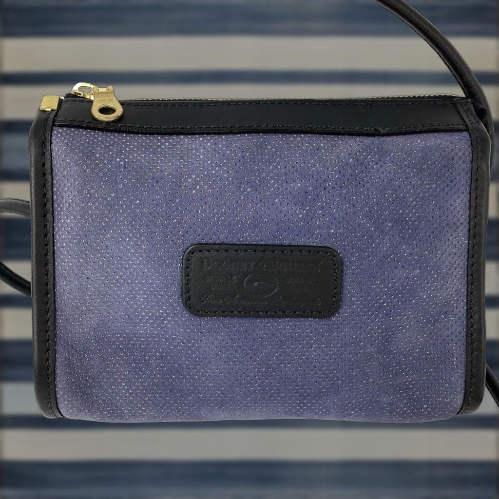Dooney Bourke Vintage Dooney & Bourke Crossbody Bag Small Blue Suede Leather Womens