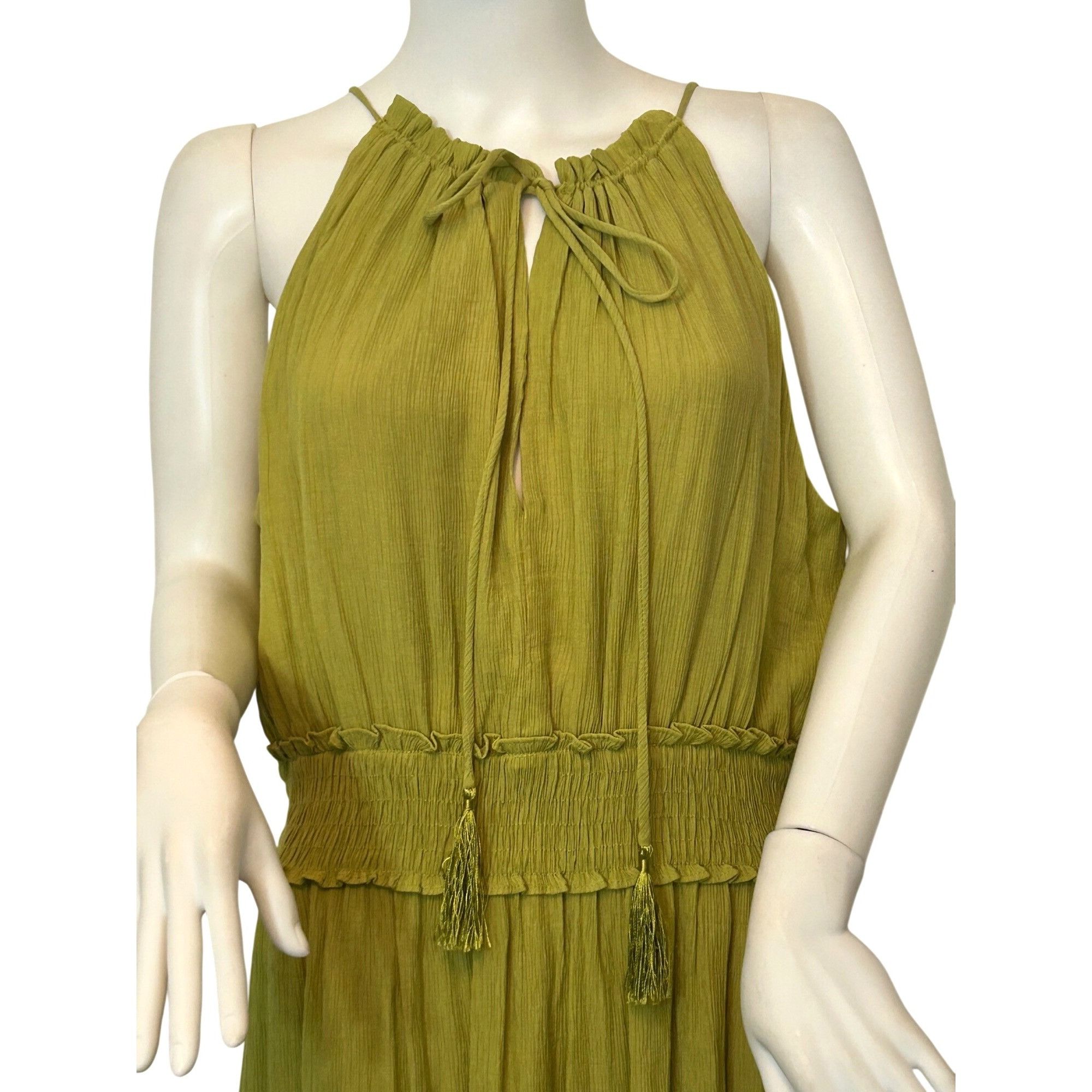 Other Taylor Maxi Dress L Chartreuse Drawstring Halter Sleeveless Size L / US 10 / IT 46 - 5 Thumbnail
