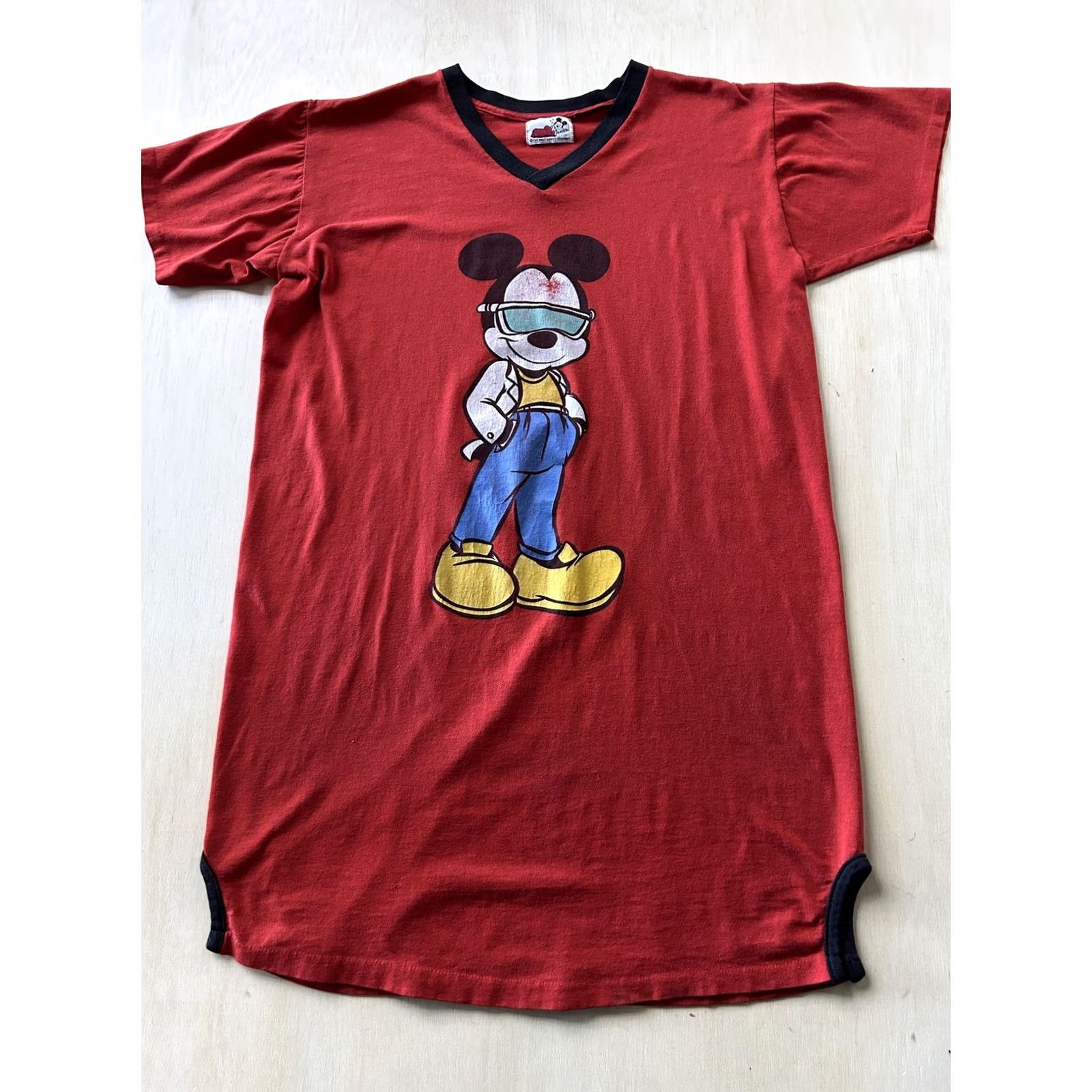 Disney Vintage 90s Disney Mickey Mouse Sleepshirt One Size Red V Neck Graphic Sleepwear Size ONE SIZE - 2 Thumbnail
