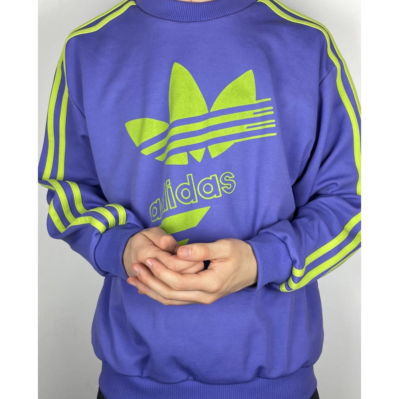 Adidas × Vintage Adidas Men's Purple Cotton Trefoil Center Logo Sweatshirt Size US M / EU 48-50 / 2 - 2 Thumbnail