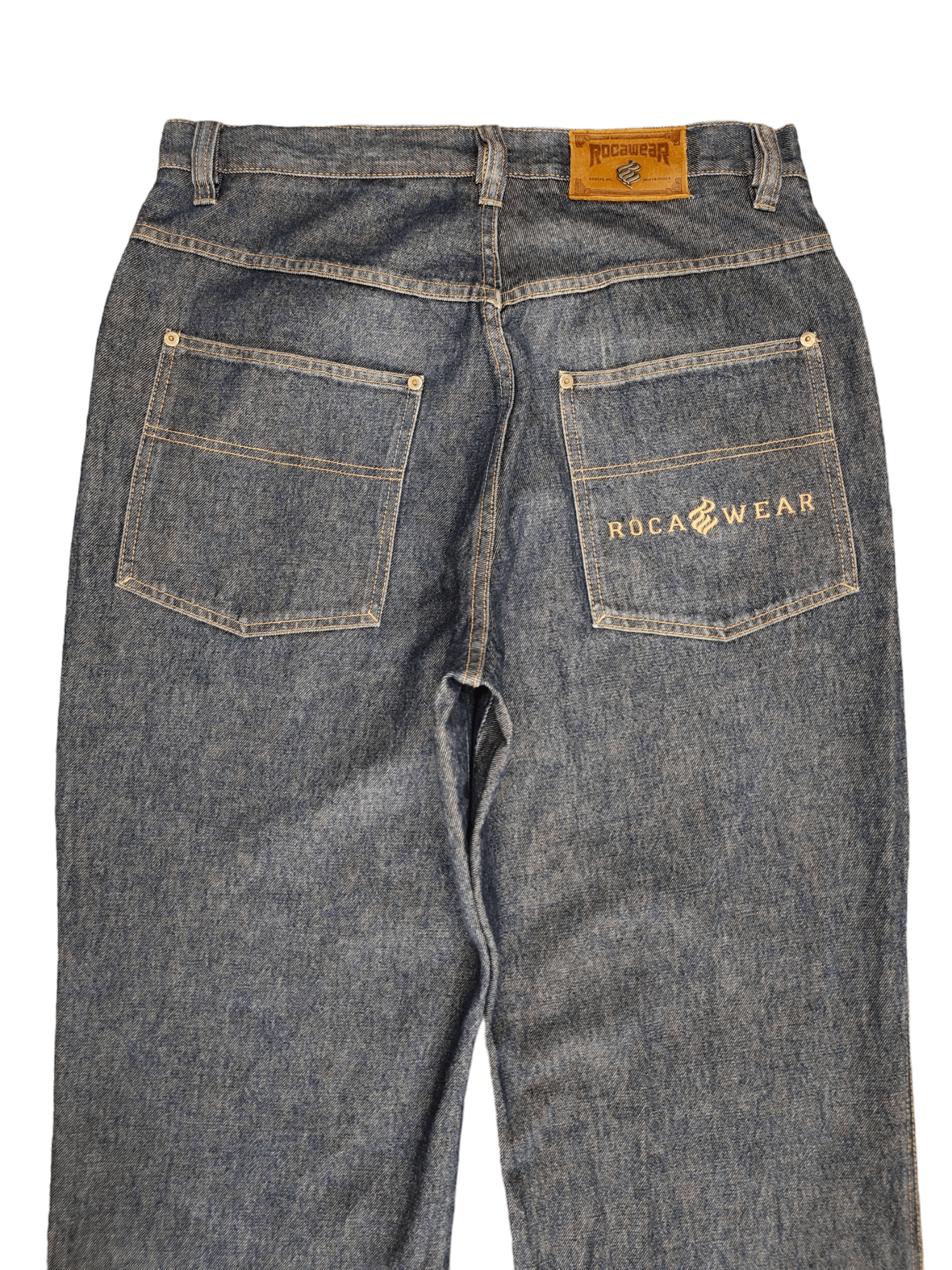 Rocawear Baggy Jeans Rocawear Distress Embroidered Wide Leg Denim Y2k Size US 35 - 1 Thumbnail
