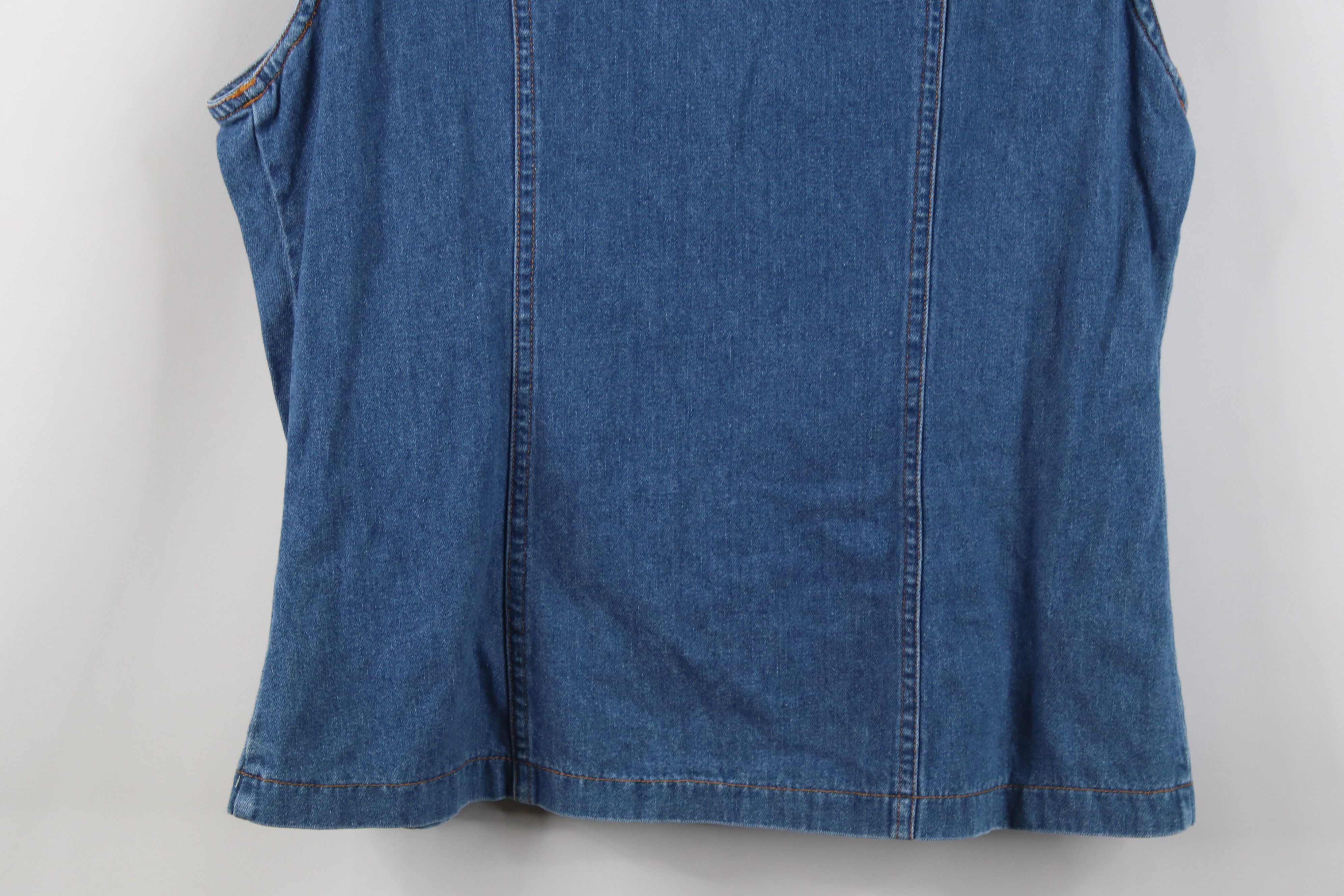 Vintage Vintage 90s Y2K Babydoll Full Zip Denim Jean Vest Jacket Size L / US 10 / IT 46 - 11 Thumbnail