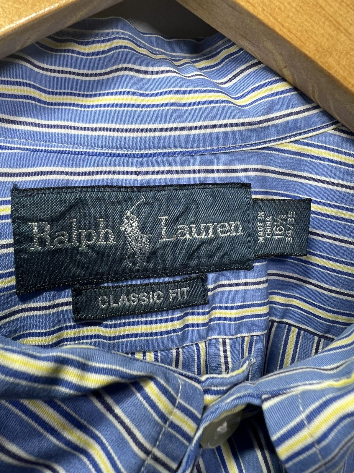Polo Ralph Lauren Polo Ralph Lauren Shirt Mens 16.5 34/35 Blue Yellow Striped Size US L / EU 52-54 / 3 - 3 Thumbnail