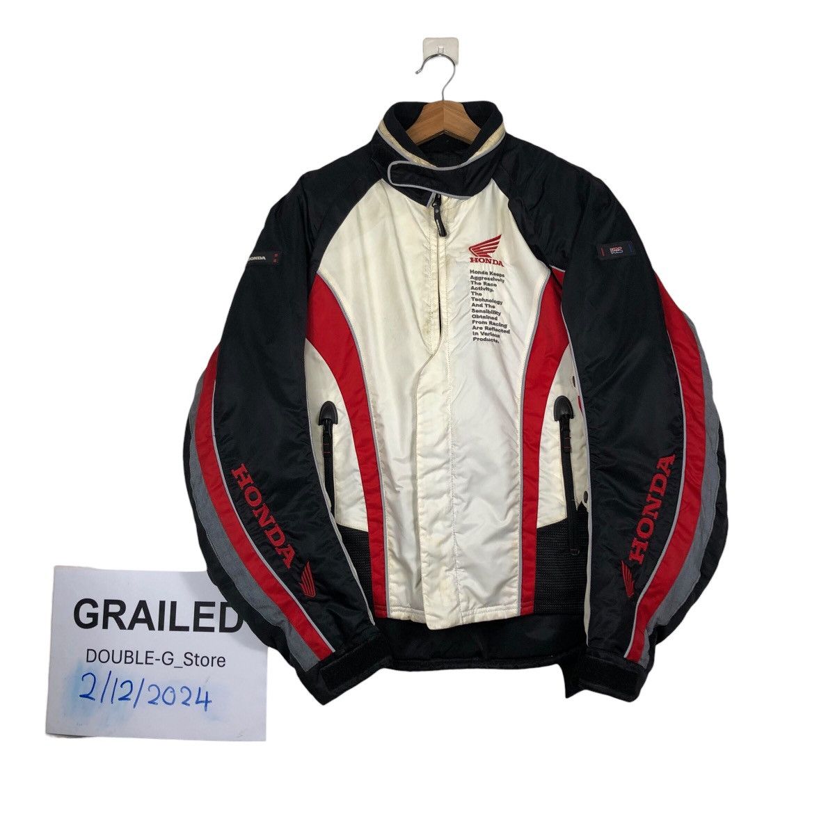 Vintage 📌Vintage Racing Jacket Motorcycle Honda Big Logo Spell Out Size US L / EU 52-54 / 3 - 1 Thumbnail