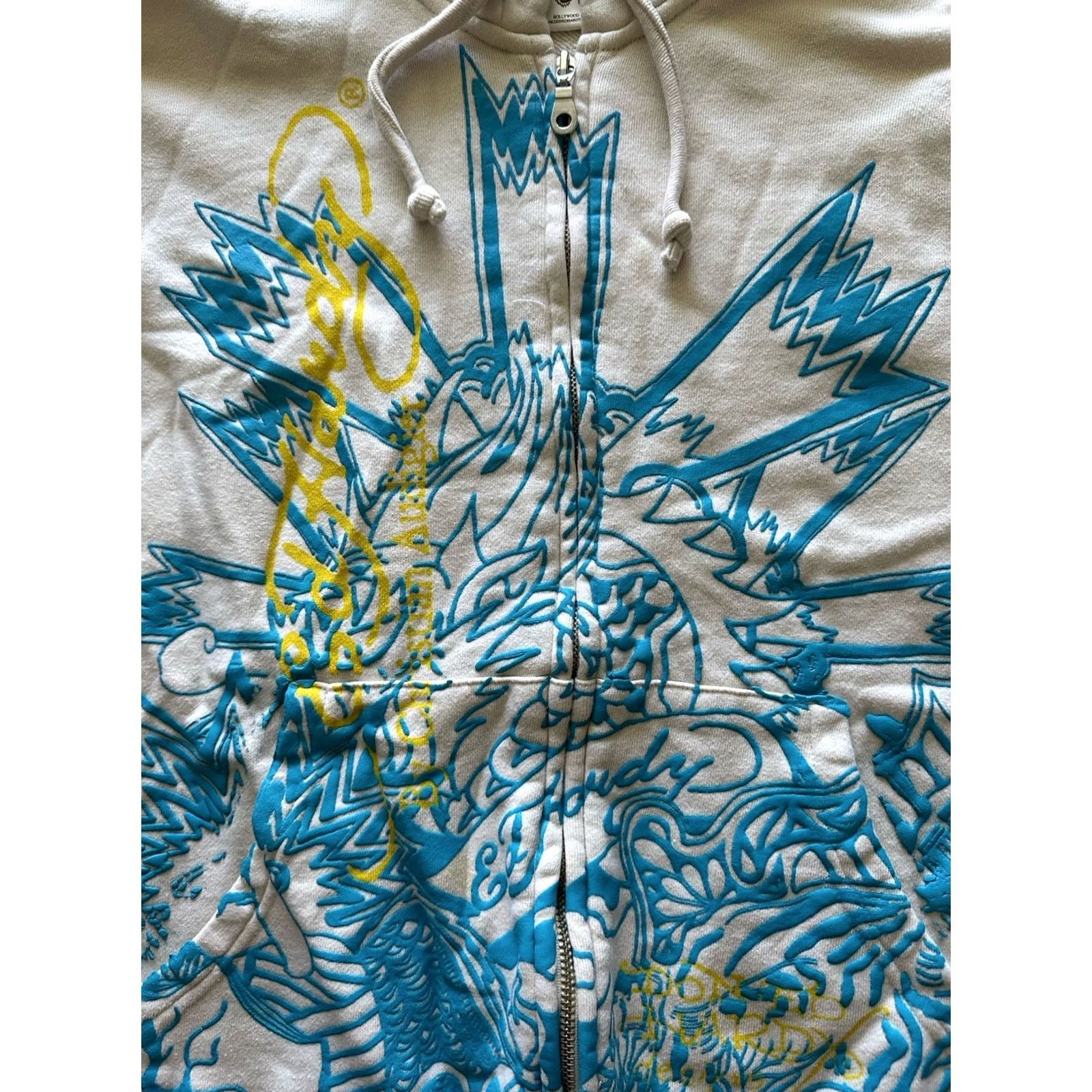 Ed Hardy VTG Ed Hardy AOP Hoodie Womens Small Cream Multicolor Floral Zip Up Hooded Pockets 2000s Y2K Unique USA England Style Womens Size S / US 4 / IT 40 - 3 Thumbnail