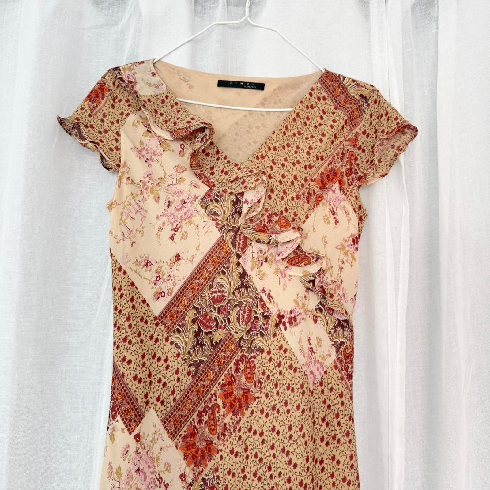 Vintage ✿ vintage patchwork floral handkerchief midi dress ✿ Size M / US 6-8 / IT 42-44 - 3 Thumbnail