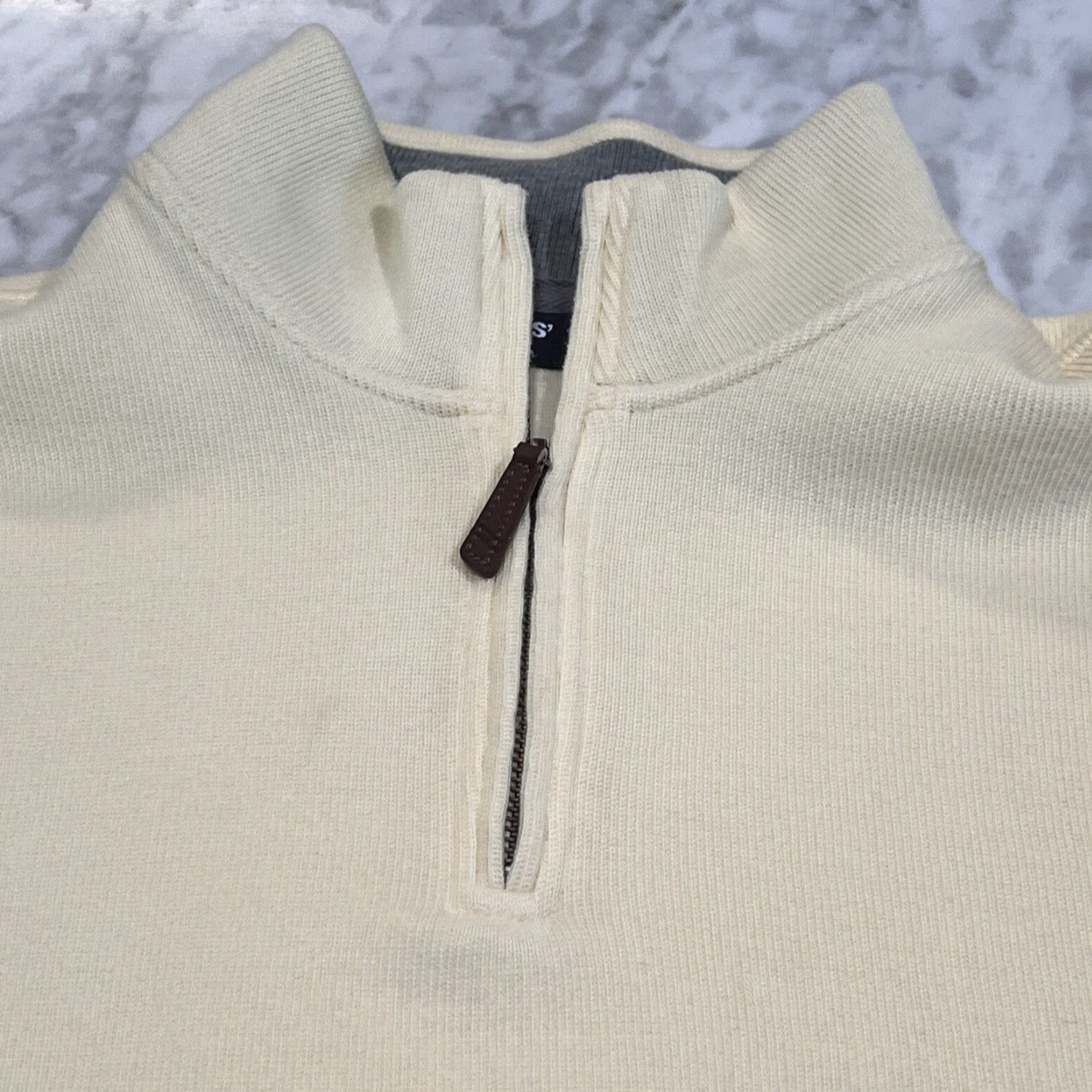 Lands' End Lands' End Quarter Zip Sweater Men’s Medium 38-40 Pale Yellow Preppy Pullover 1/4 Zip | Regular Fit, Cotton Polyester, Fleece Size US M / EU 48-50 / 2 - 3 Thumbnail