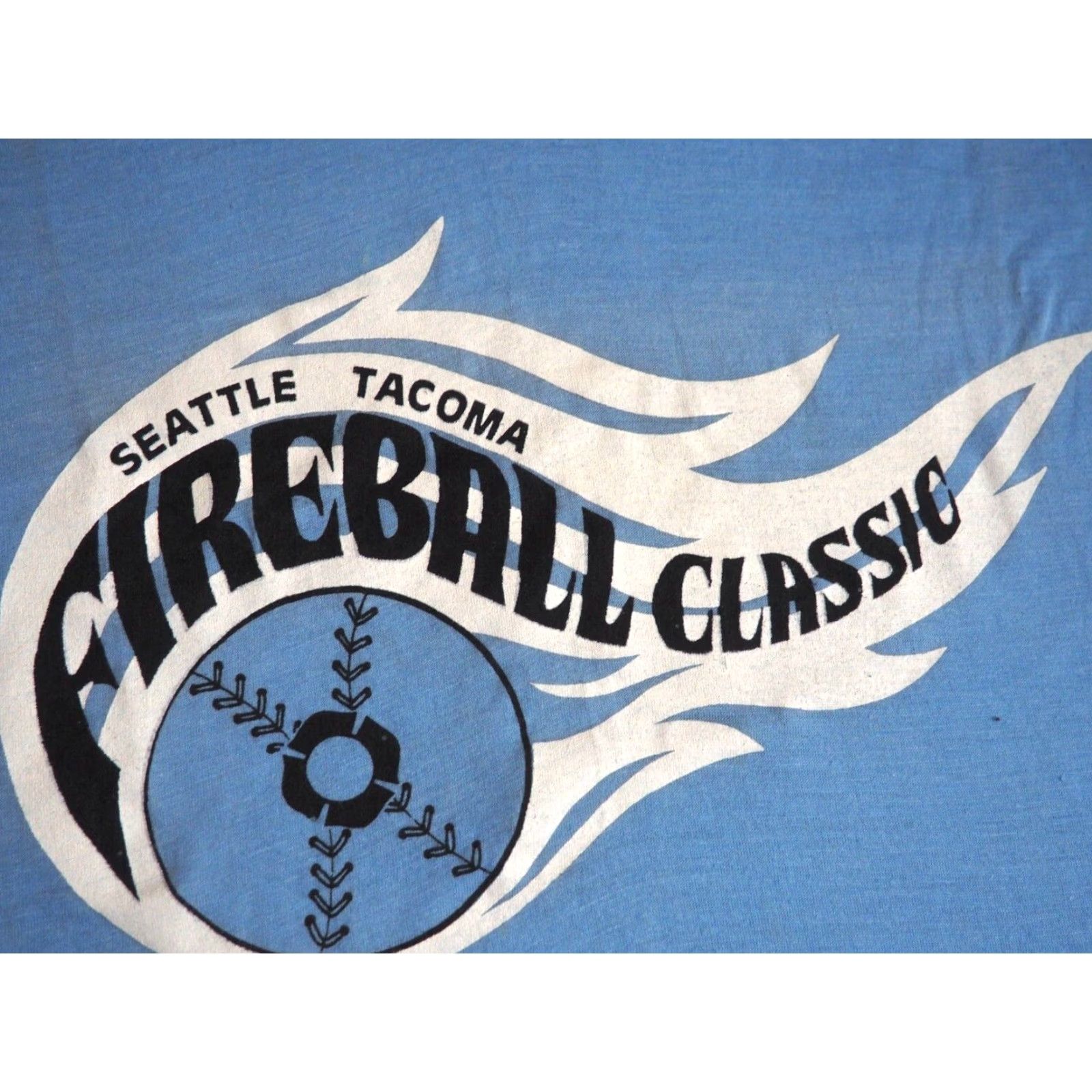 Vintage VTG 80s Screen Stars Seattle Tacoma Baseball Flames Blue 50/50 Tee T-Shirt M Mens Short Sleeve Cotton Blend Graphic Tee Size US M / EU 48-50 / 2 - 5 Thumbnail