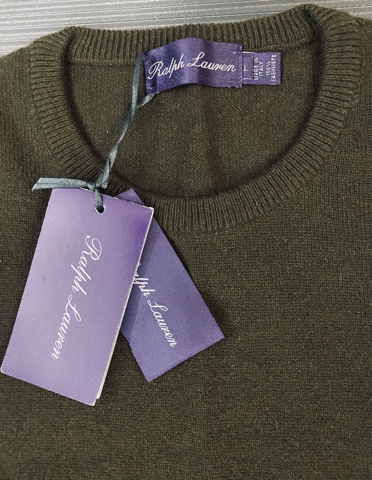 Ralph Lauren Purple Label RL Purple Label 🇮🇹 Fern Green cashmere jersey crewneck L NEW Size US L / EU 52-54 / 3 - 2 Thumbnail