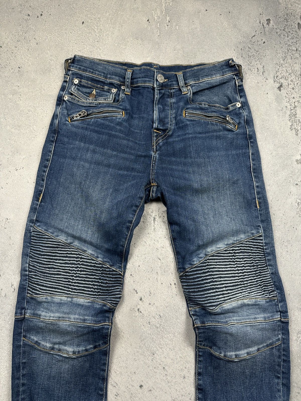 True Religion Vintage True Religion Rocco Moto Biker Jeans Rare Faded Blue Size US 32 / EU 48 - 7 Thumbnail