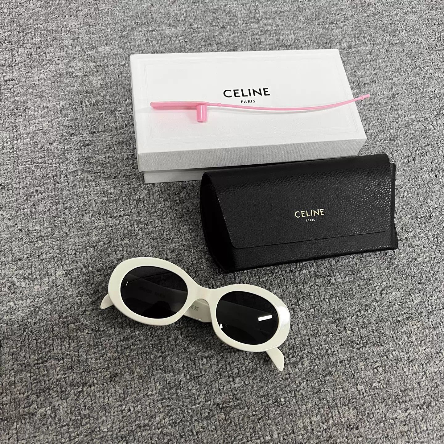 Celine Celine white frame sunglasses gold Triomphe logo mint Size ONE SIZE - 1 Thumbnail