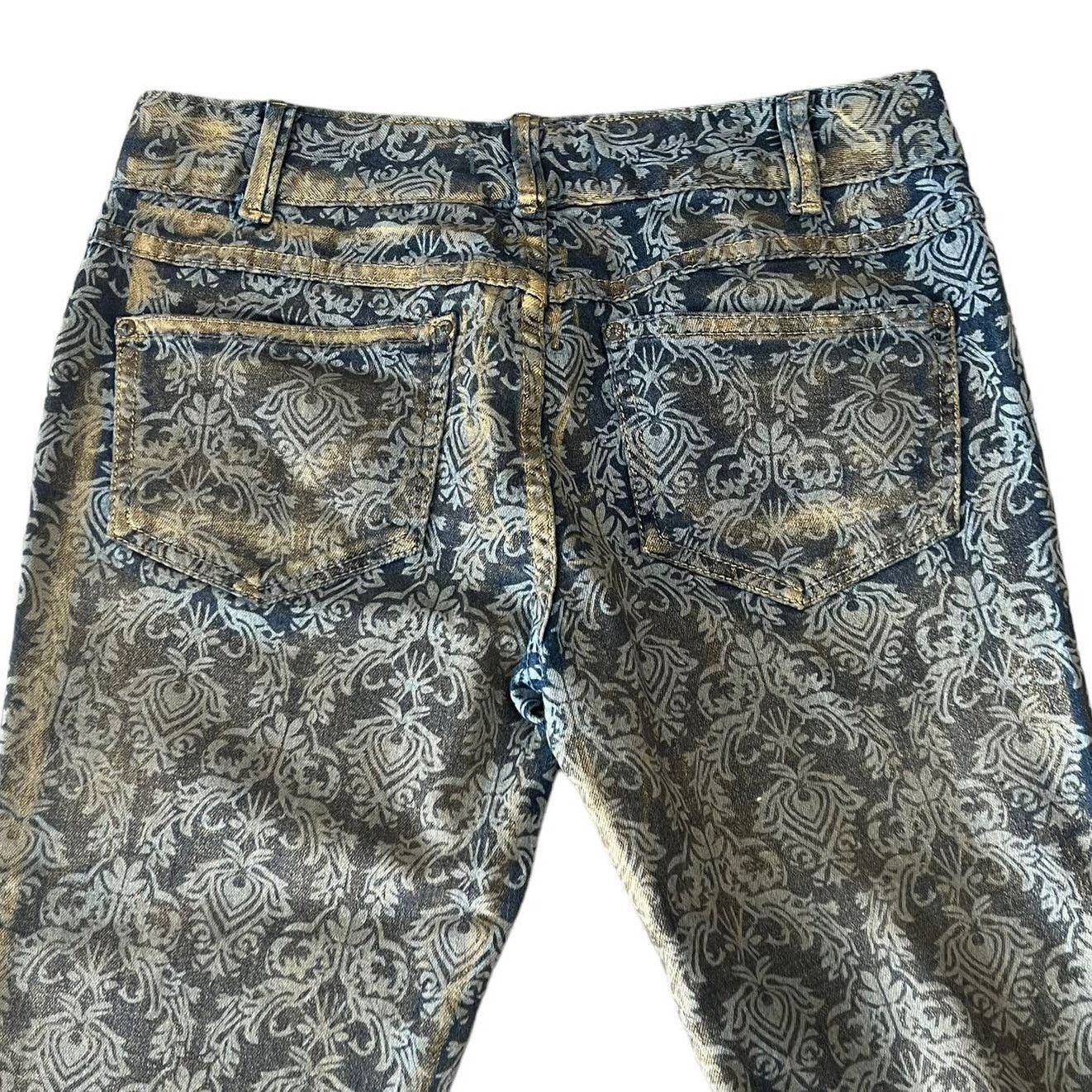 Free People RARE Free People Damask Tapestry Gold Foil Skinny Jeans 27 Size 27" / US 4 / IT 40 - 7 Thumbnail