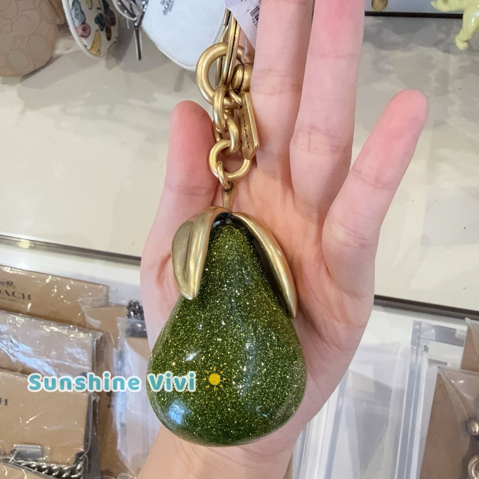 Coach NWT Coach Pear Bag Charm CAX73 Brass/Green Multi Size ONE SIZE - 1 Thumbnail