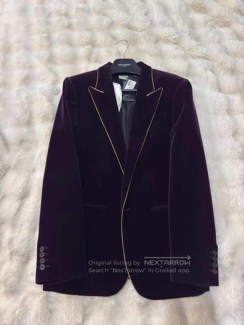 Saint Laurent Paris Purple Gold Velvet Suit