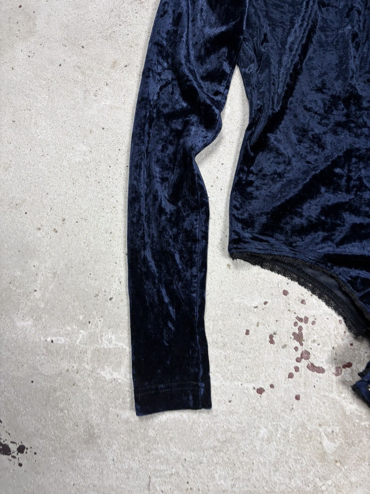 Jil Sander Vintage 90s Jil Sander + Navy Velvet V Neck Body Top Size M / US 6-8 / IT 42-44 - 12 Thumbnail