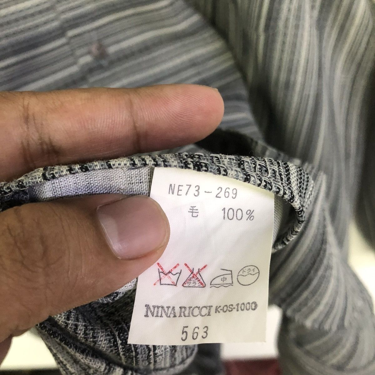 Nina Ricci VINTAGE NINA RICCI MONSIEUR WOOL STRIPE BUTTON SHIRT Size XXL / US 16-18 / IT 52-54 - 11 Thumbnail