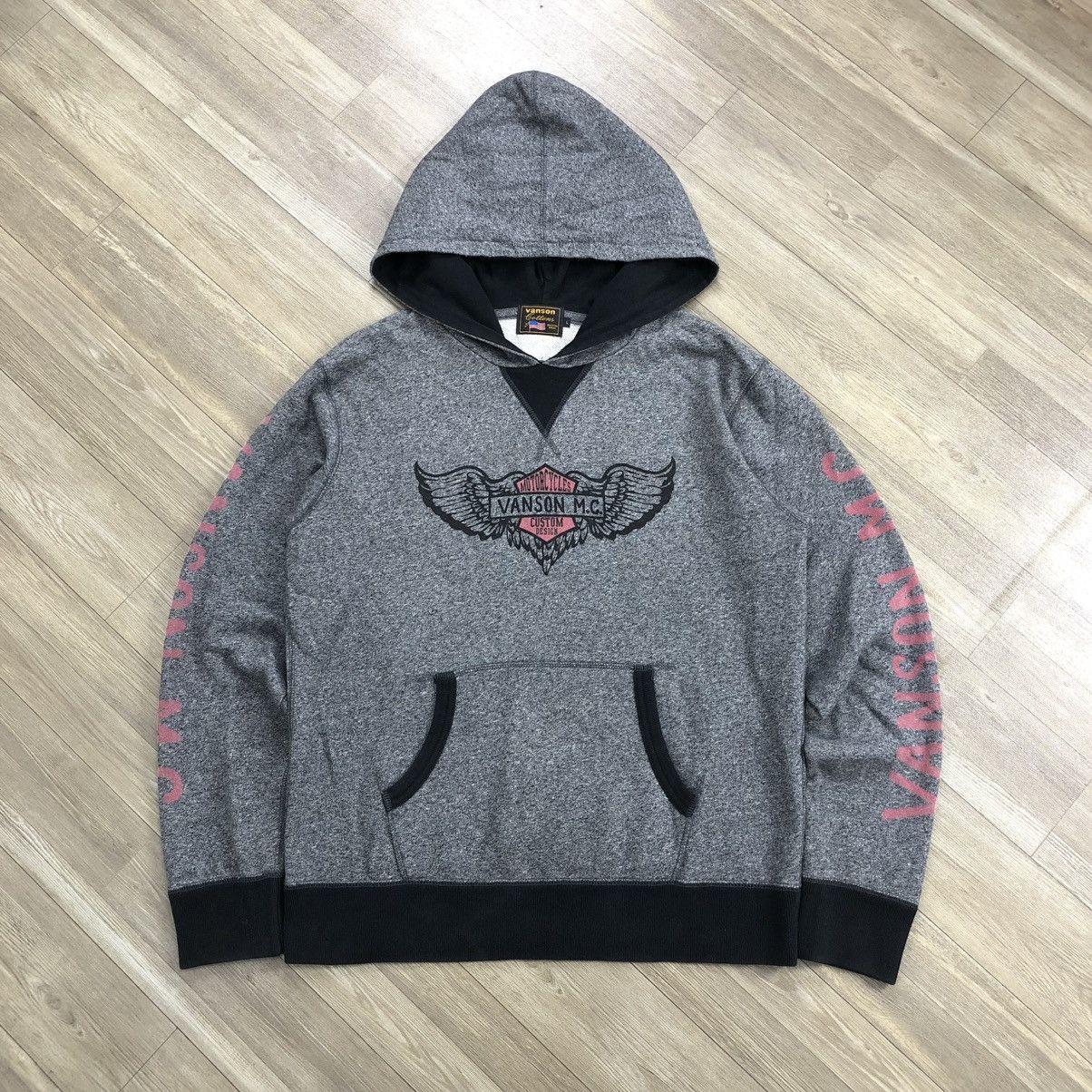 2000s Vanson Leather Spellout Motorcycle Pullover Hoodie